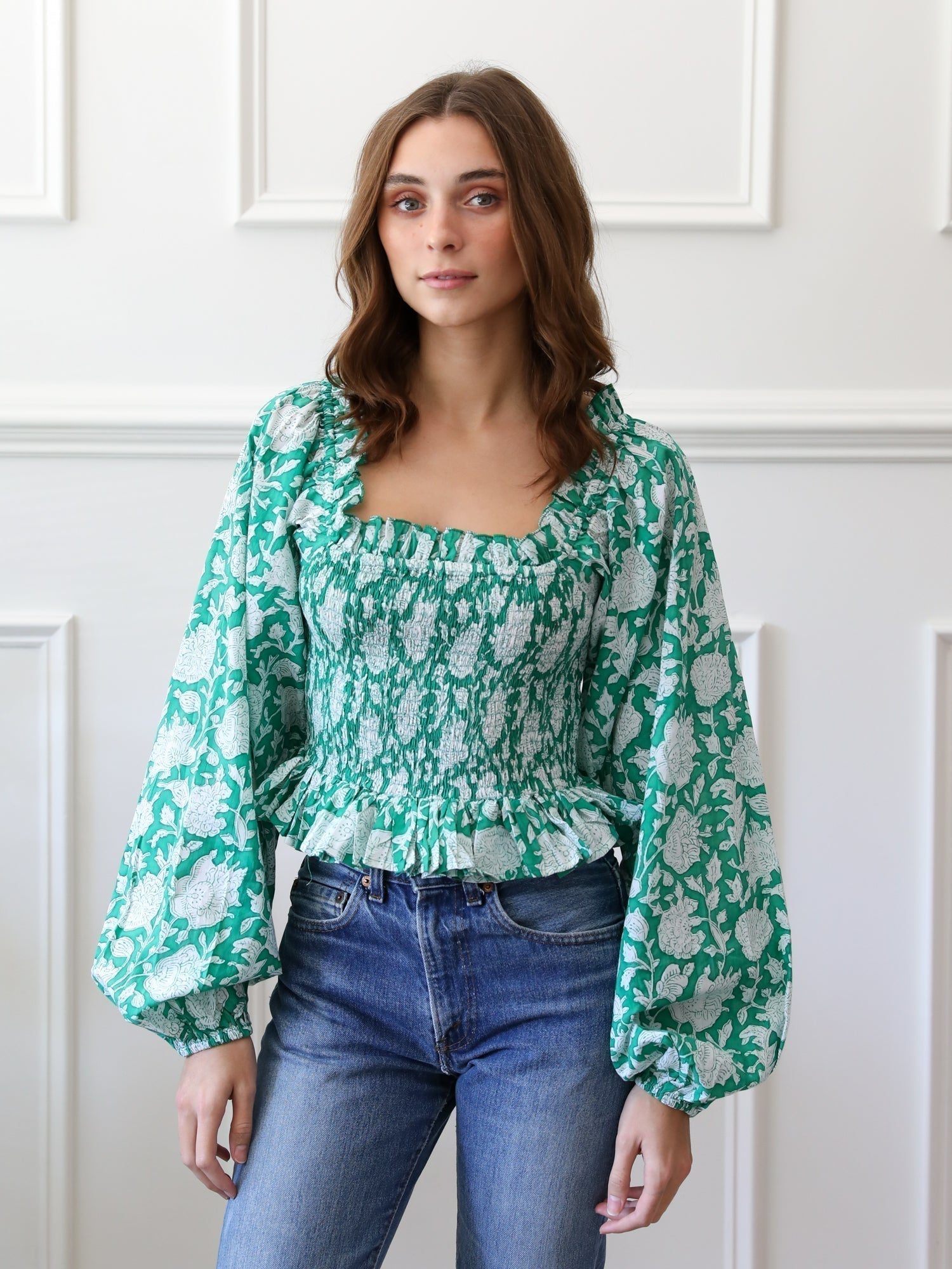 MILLE Clothing Circe Top in Green Zinnia