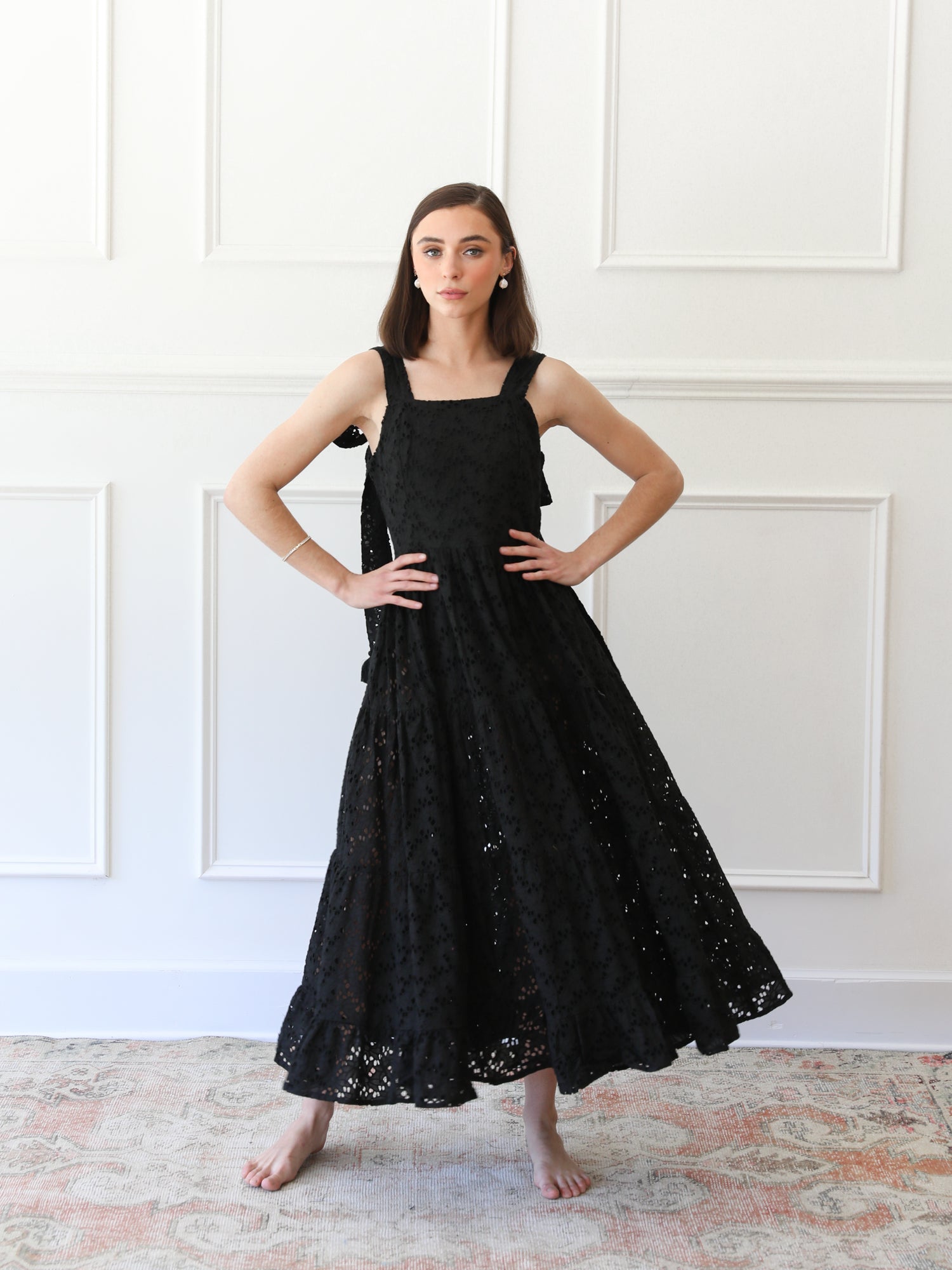 Black hotsell eyelet dress