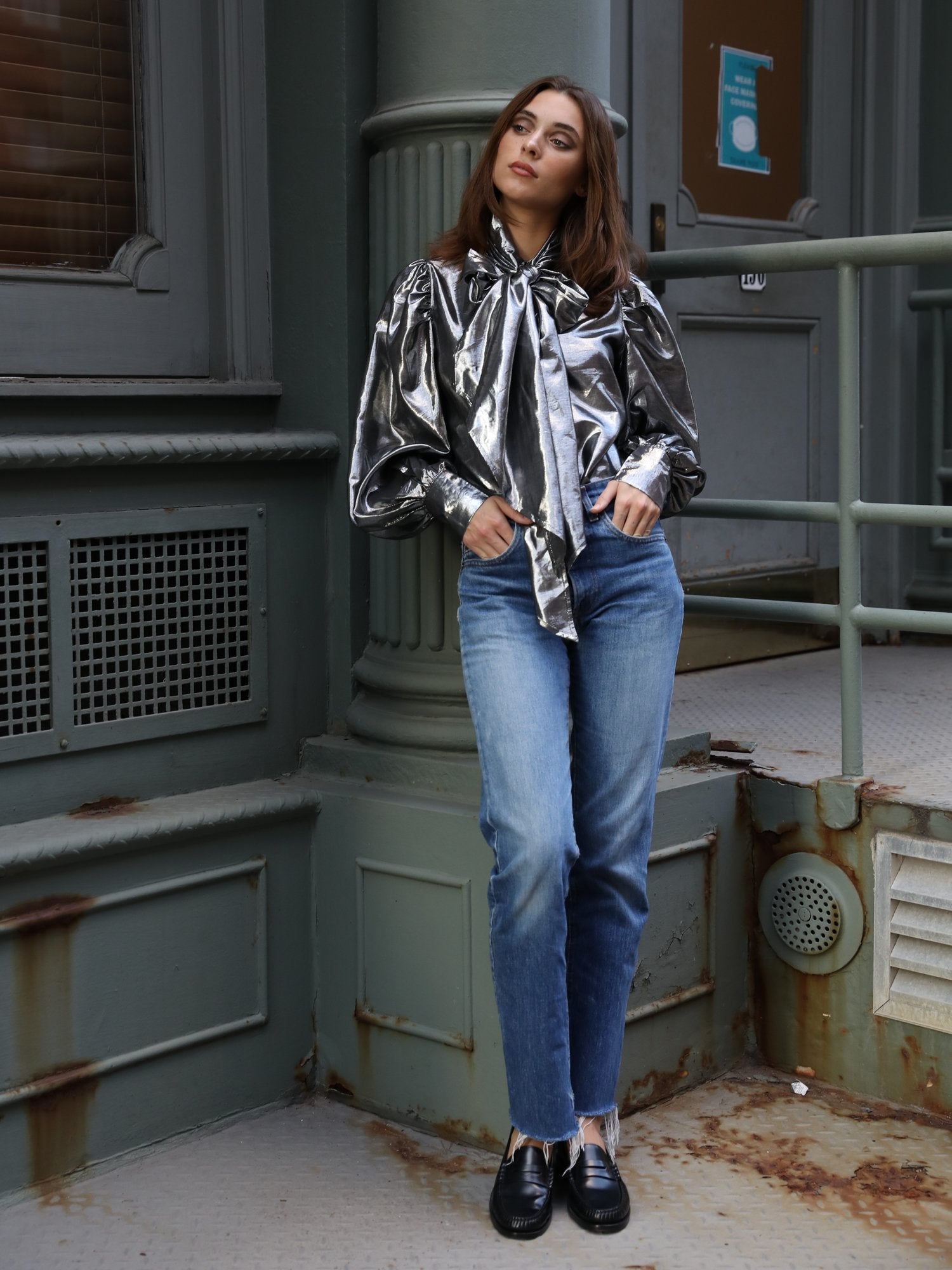 MILLE Clothing Elle Top in Platinum Lamé