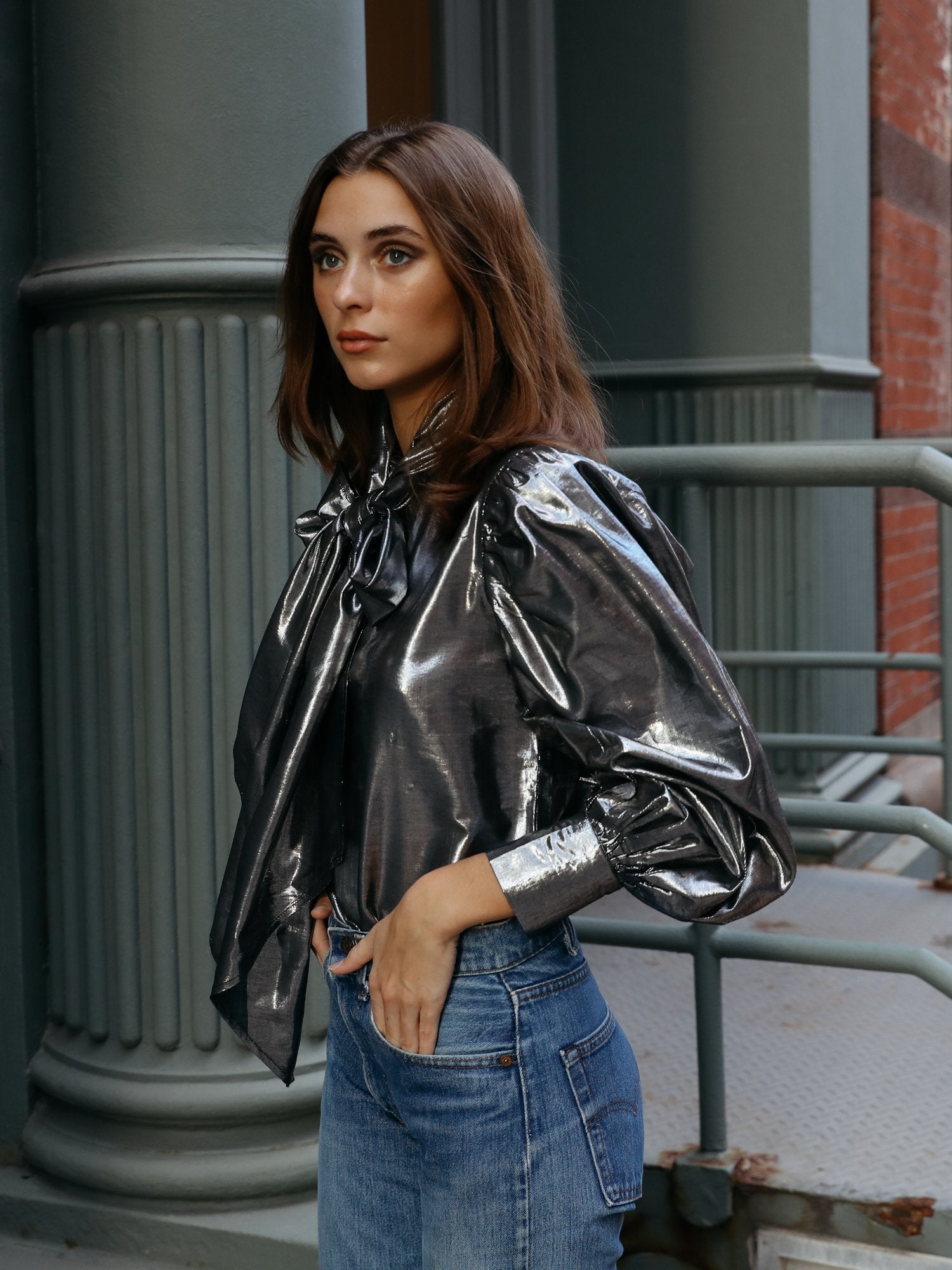 MILLE Clothing Elle Top in Platinum Lamé