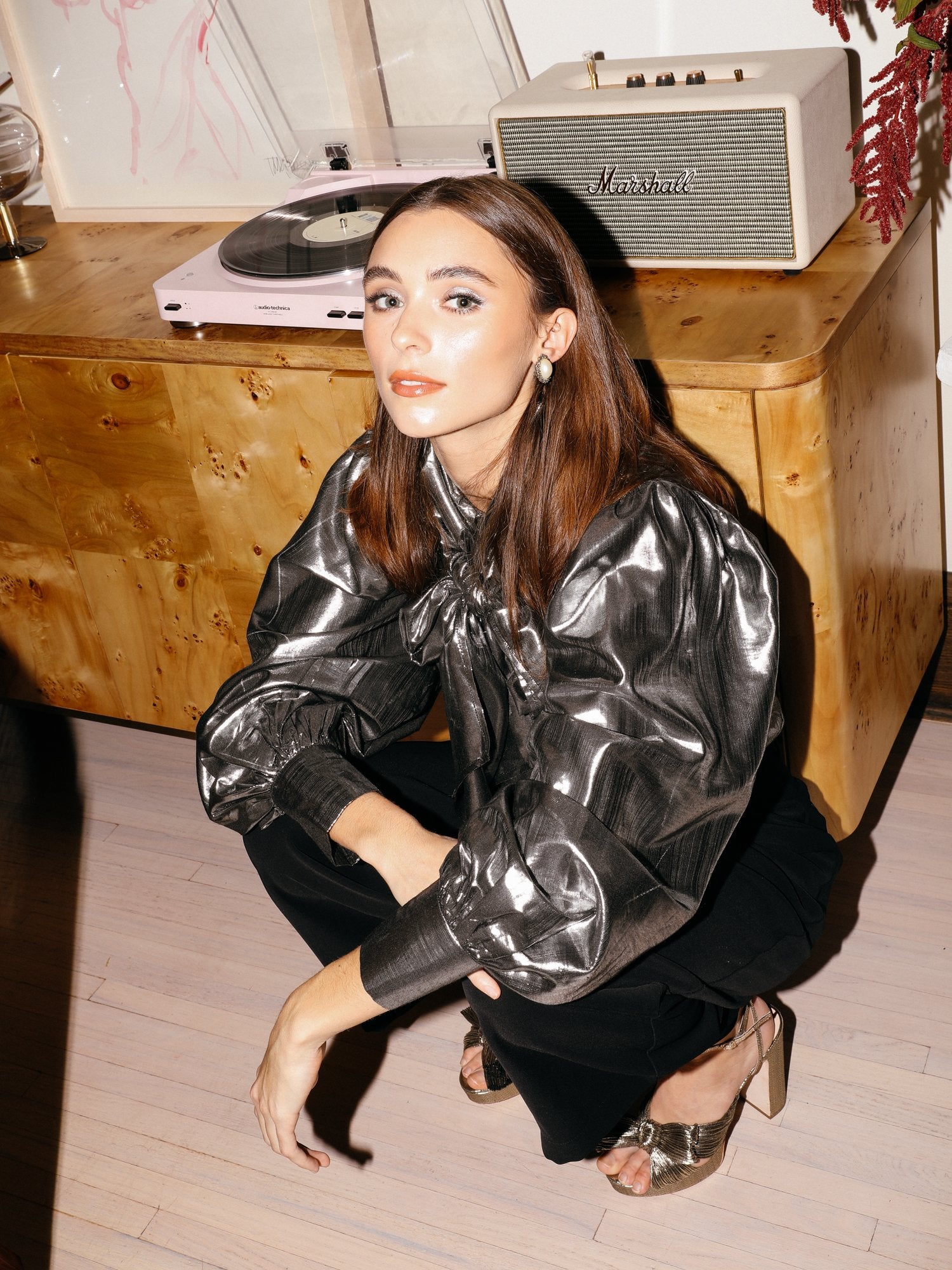 MILLE Clothing Elle Top in Platinum Lamé