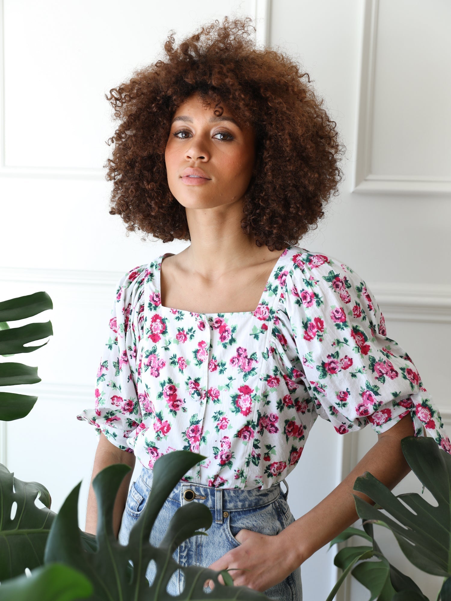 MILLE Clothing Evelyn Top in Pink Roses