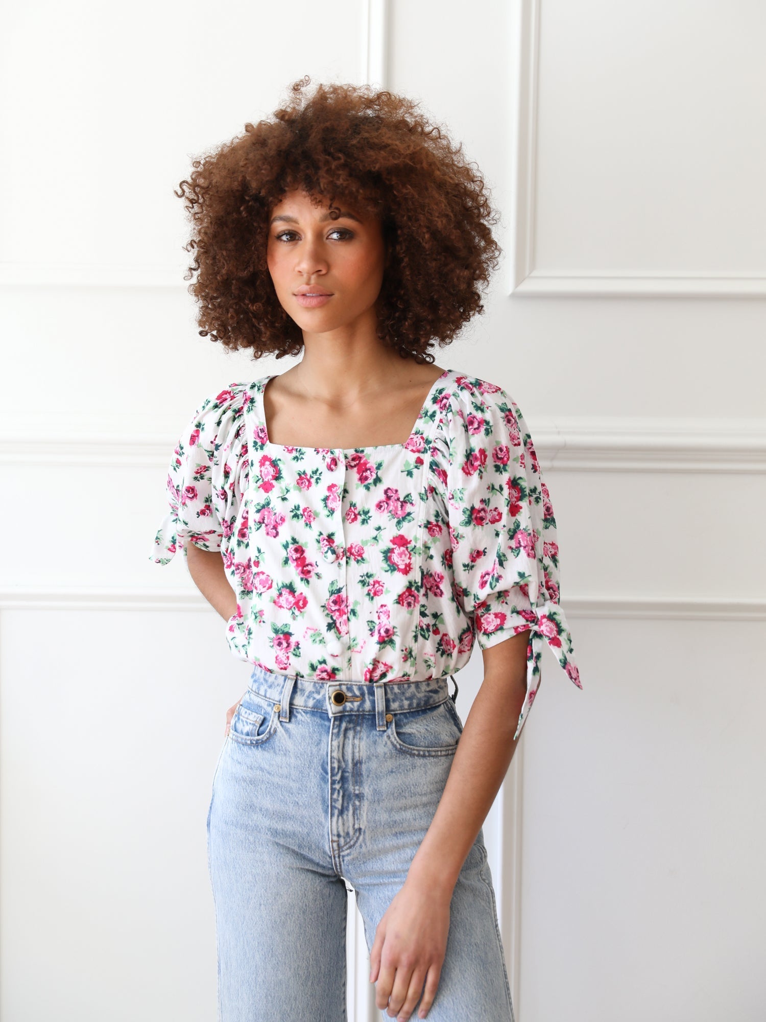 MILLE Clothing Evelyn Top in Pink Roses