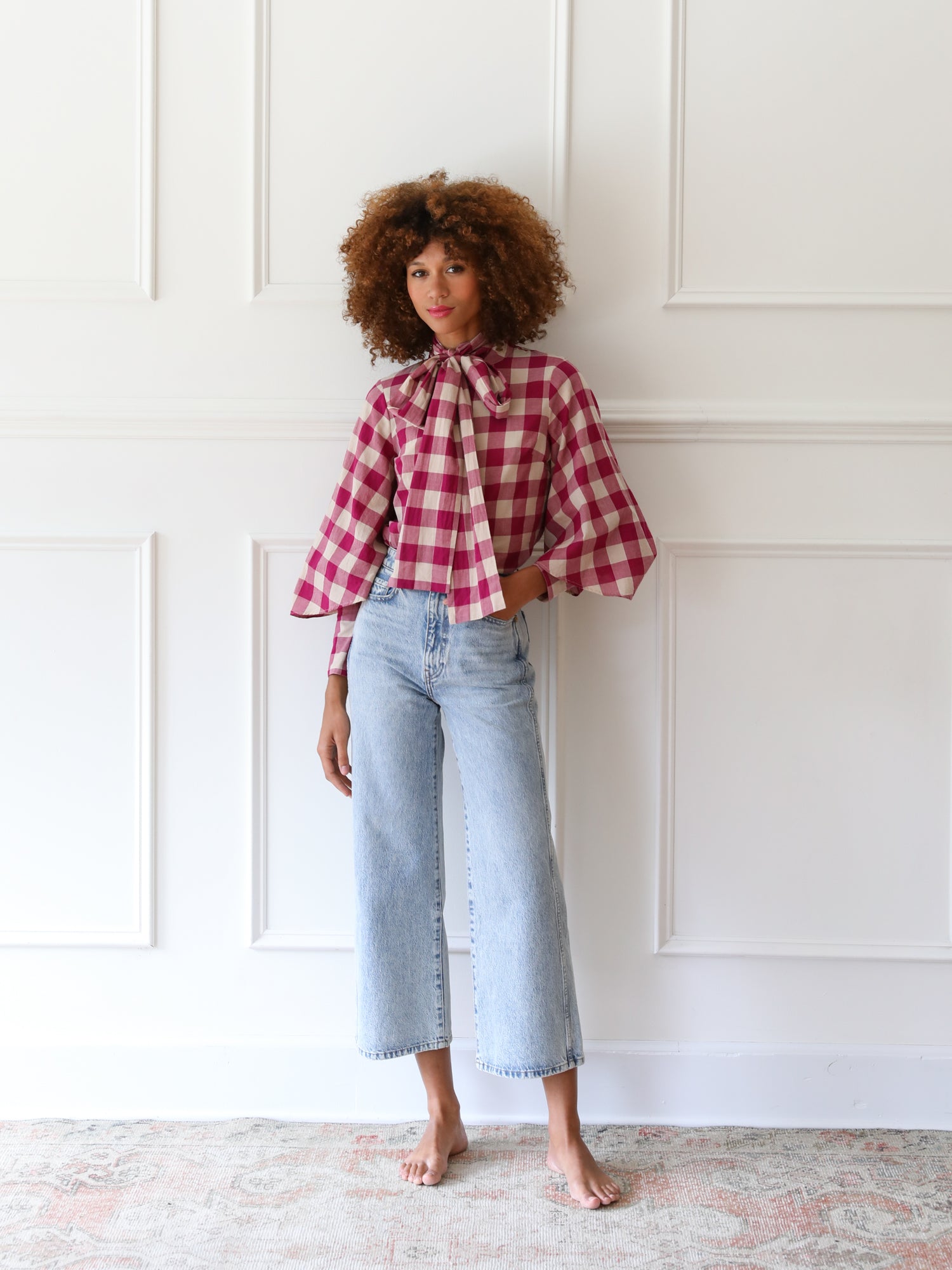 MILLE Clothing Gigi Top in Raspberry Plaid