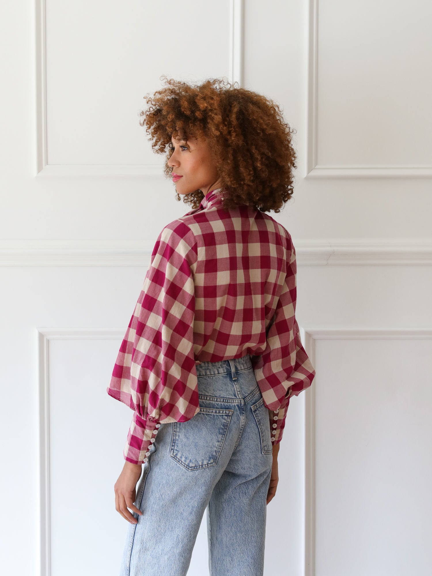 MILLE Clothing Gigi Top in Raspberry Plaid