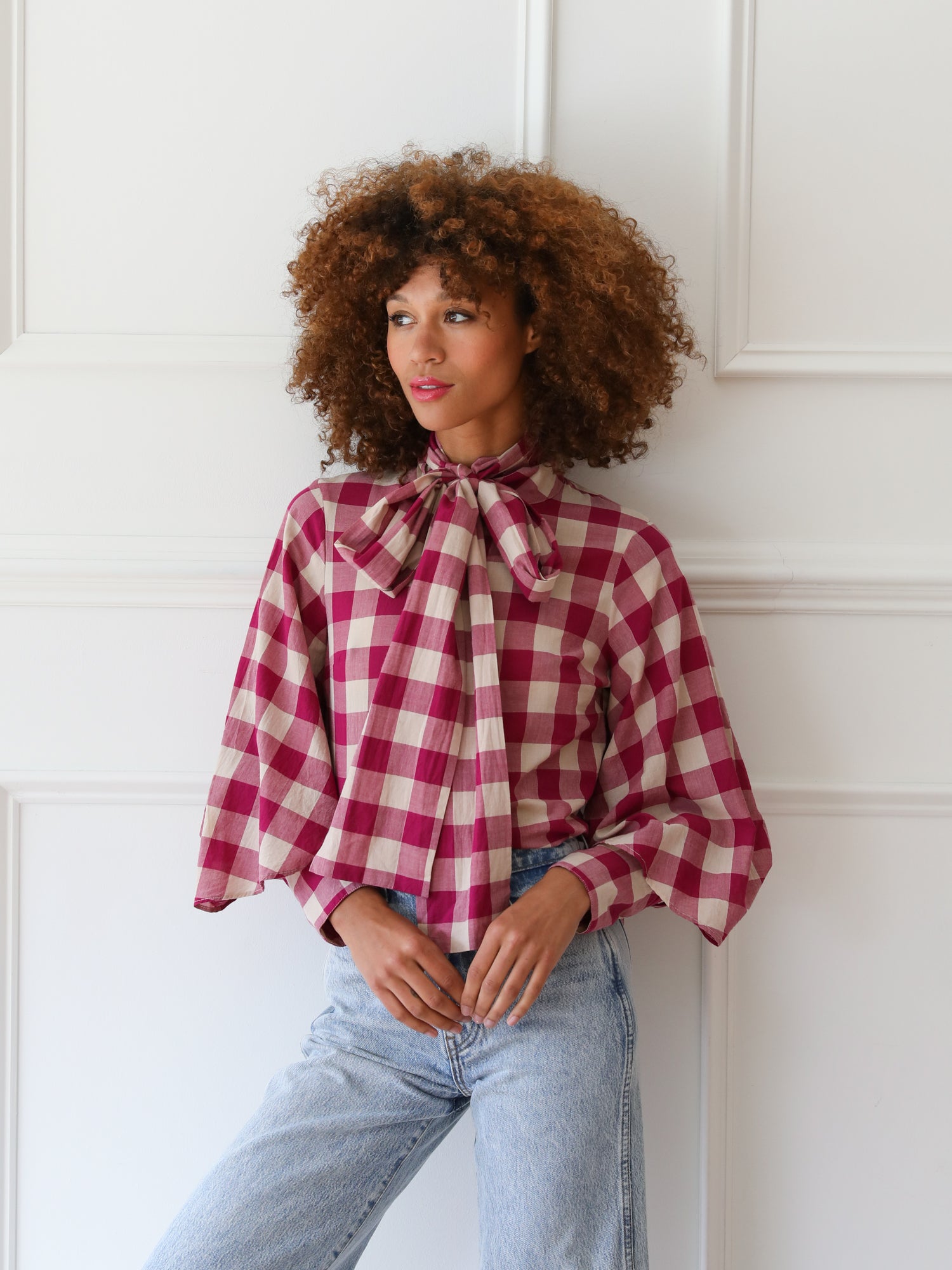 MILLE Clothing Gigi Top in Raspberry Plaid