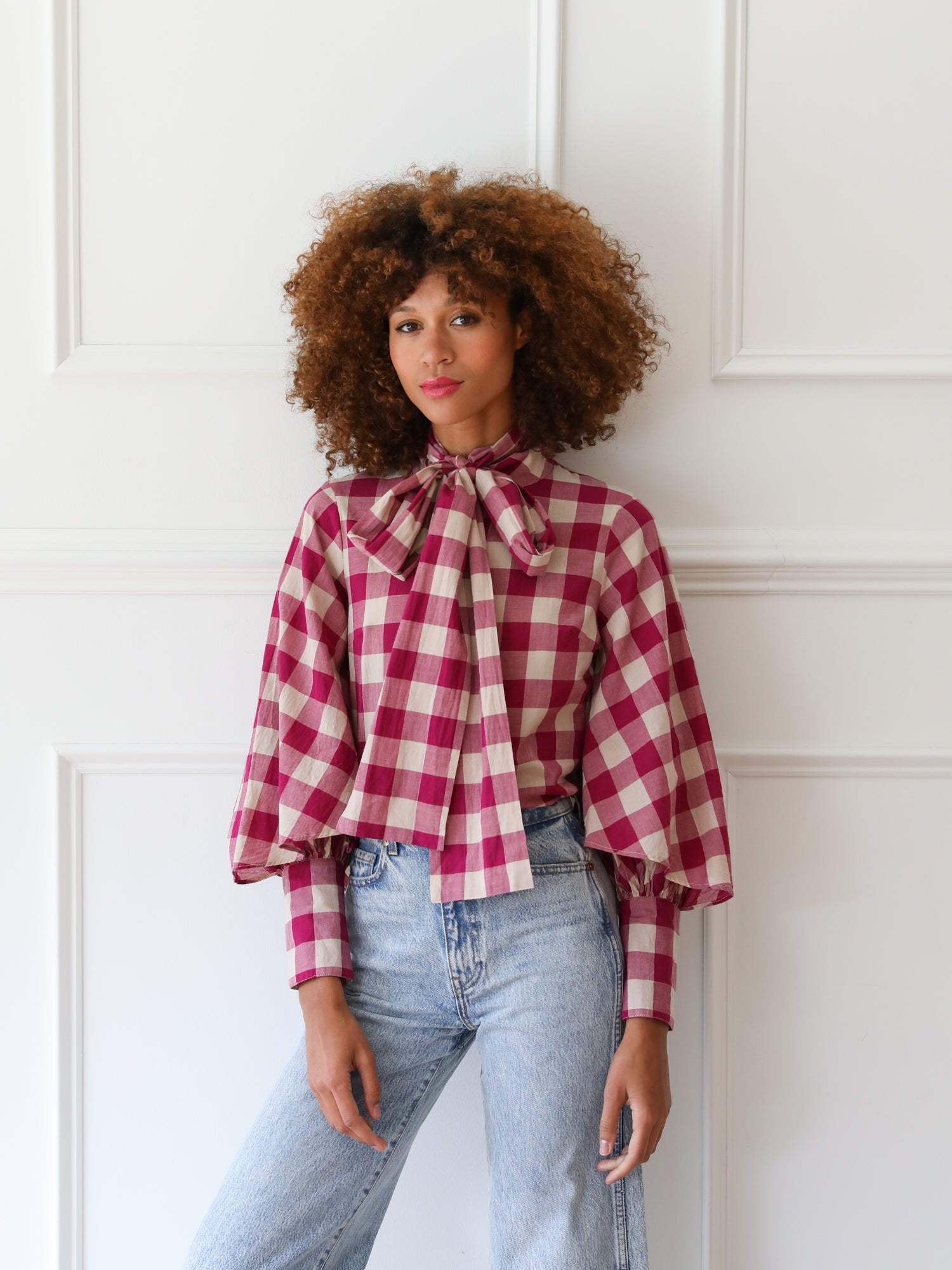 MILLE Clothing Gigi Top in Raspberry Plaid