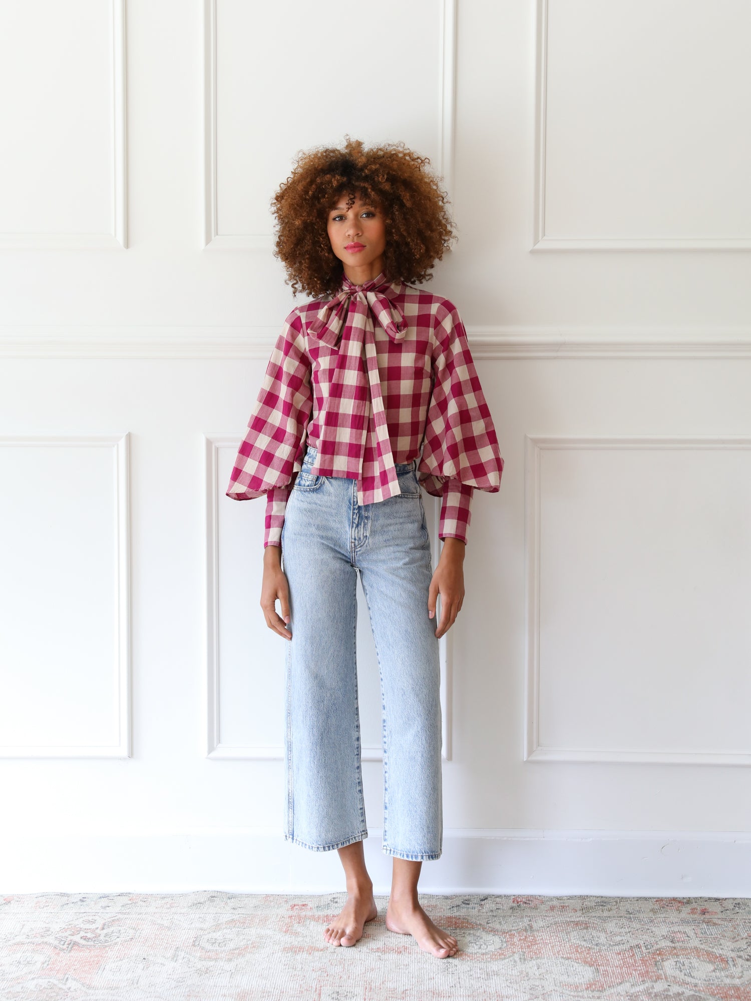 MILLE Clothing Gigi Top in Raspberry Plaid