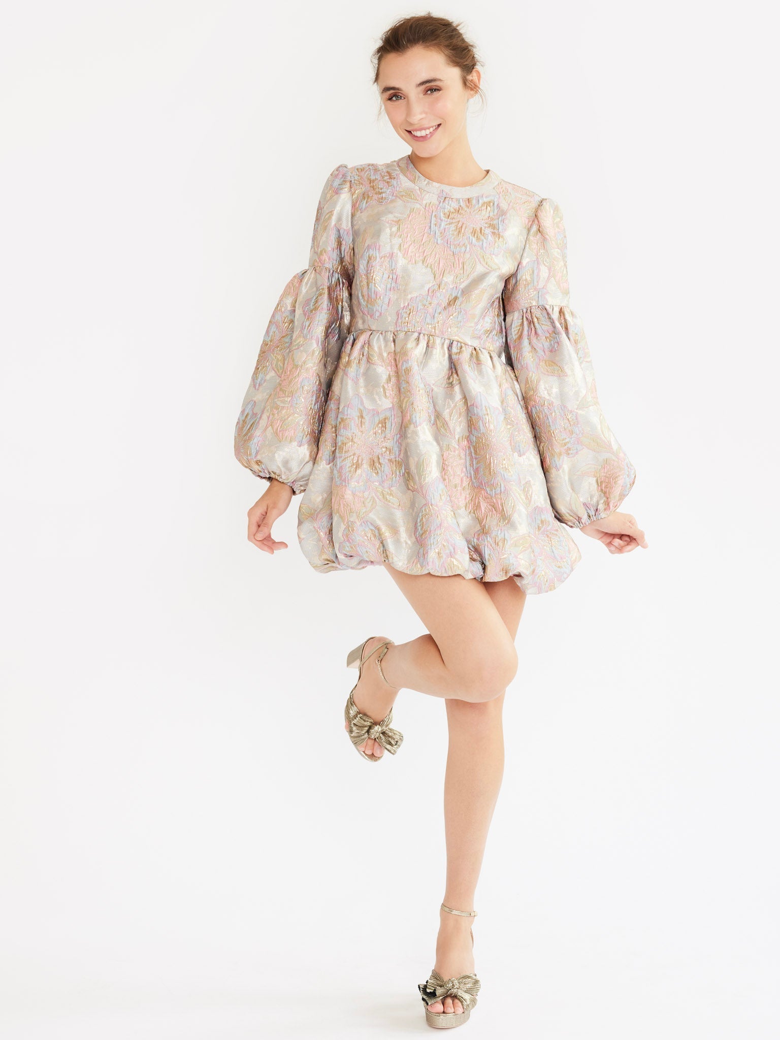 MILLE Clothing Giselle Dress in Pink Brocade