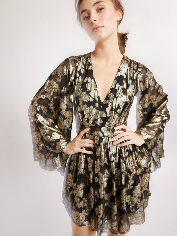 Goldie Dress in Metallic Jacquard — view 5