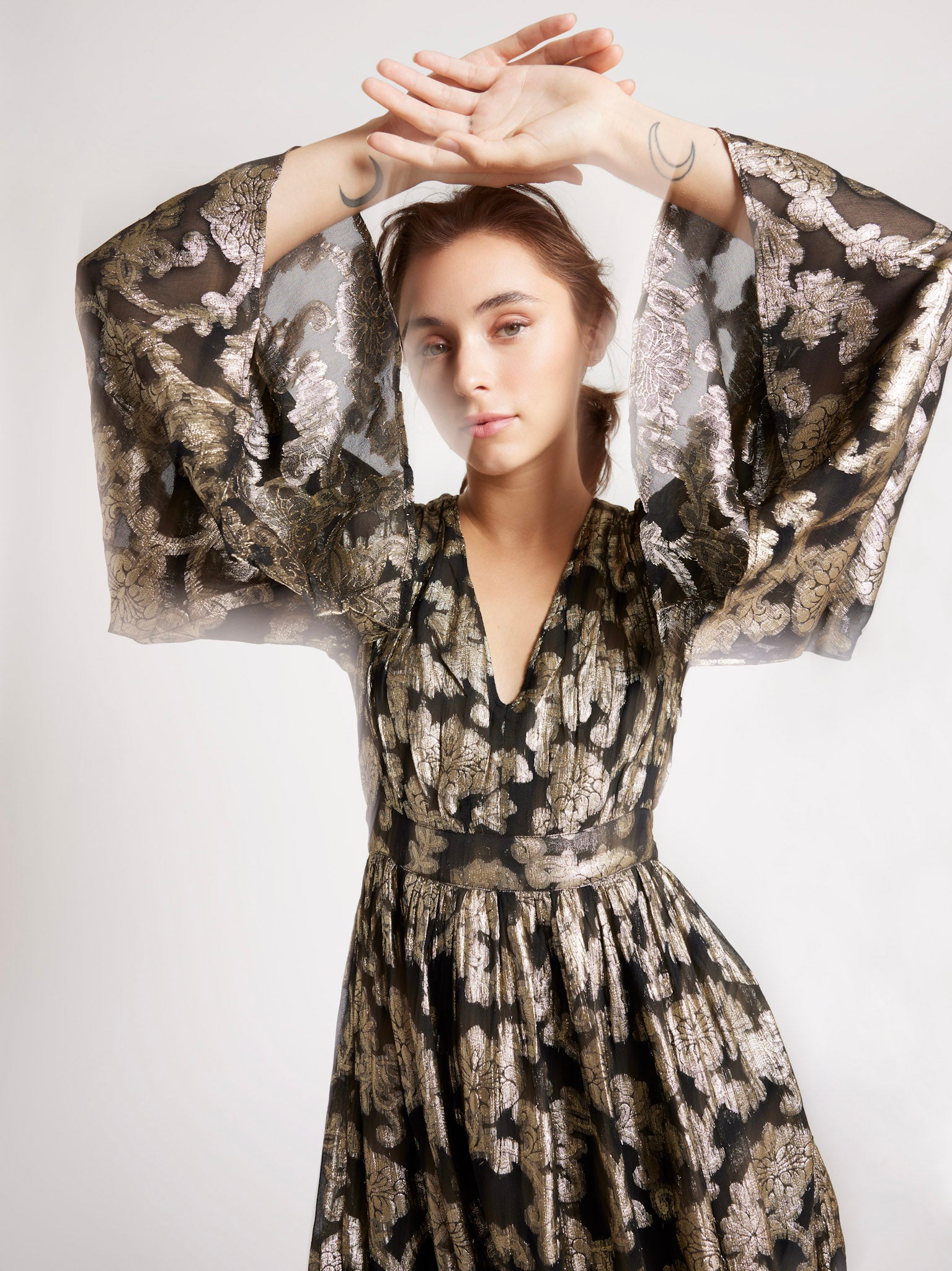 Goldie Dress in Metallic Jacquard – MILLE Goldie Dress in Metallic Jacquard – MILLE