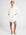 MILLE Holly Mini Dress in White – cotton shirt dress with pleated cuffs, front view