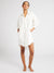MILLE Holly Mini Dress in White – cotton shirt dress with pleated cuffs, front view
