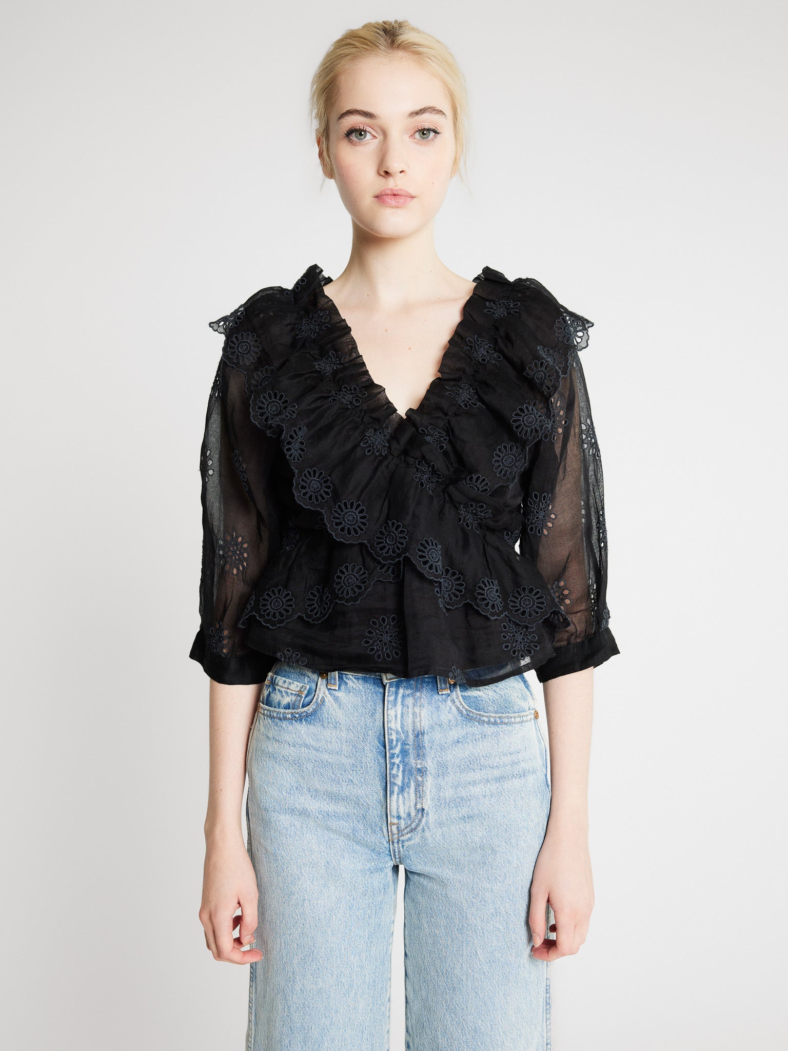 MILLE Clothing Isabella Top in Black Organza Eyelet