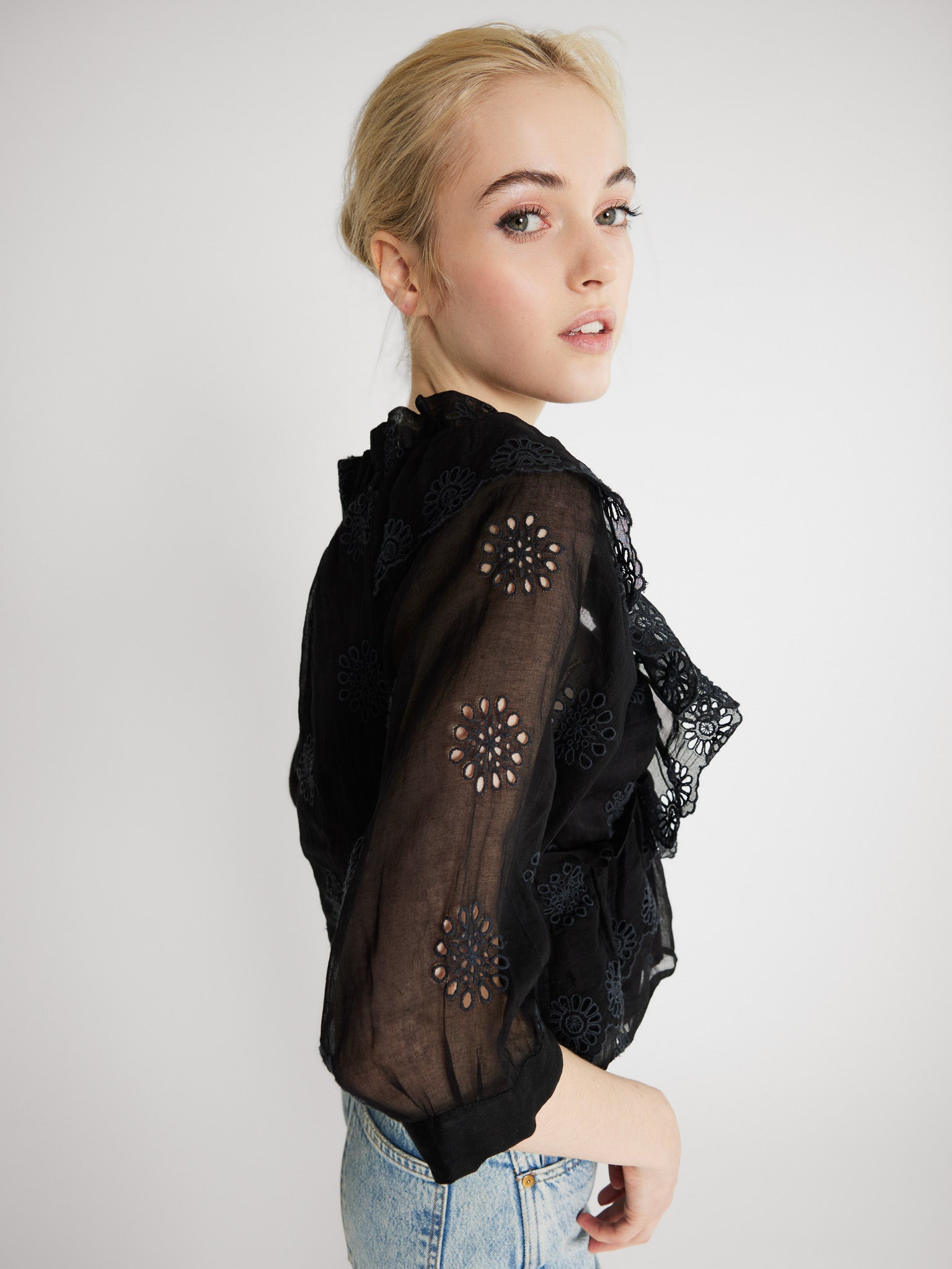 MILLE Clothing Isabella Top in Black Organza Eyelet