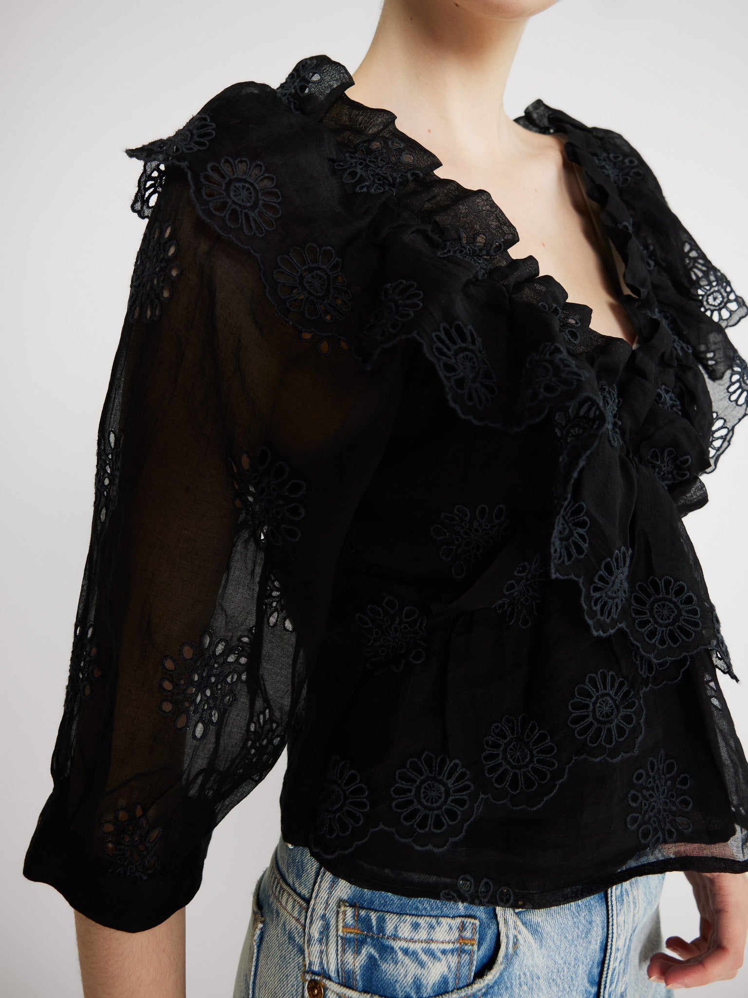 MILLE Clothing Isabella Top in Black Organza Eyelet