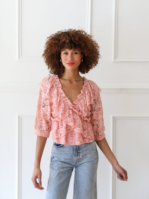Isabella Top in Blush Lace — view 2