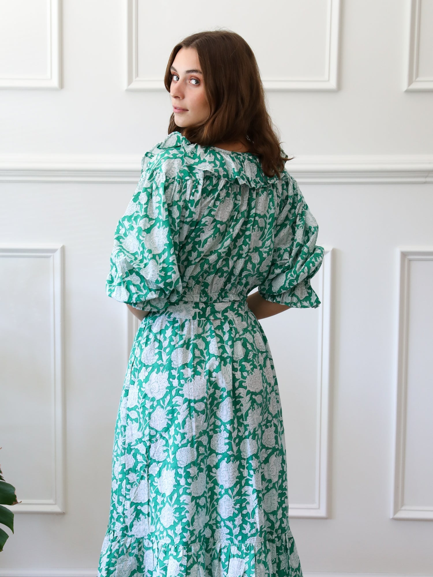 MILLE Clothing June Dress in Green Zinnia