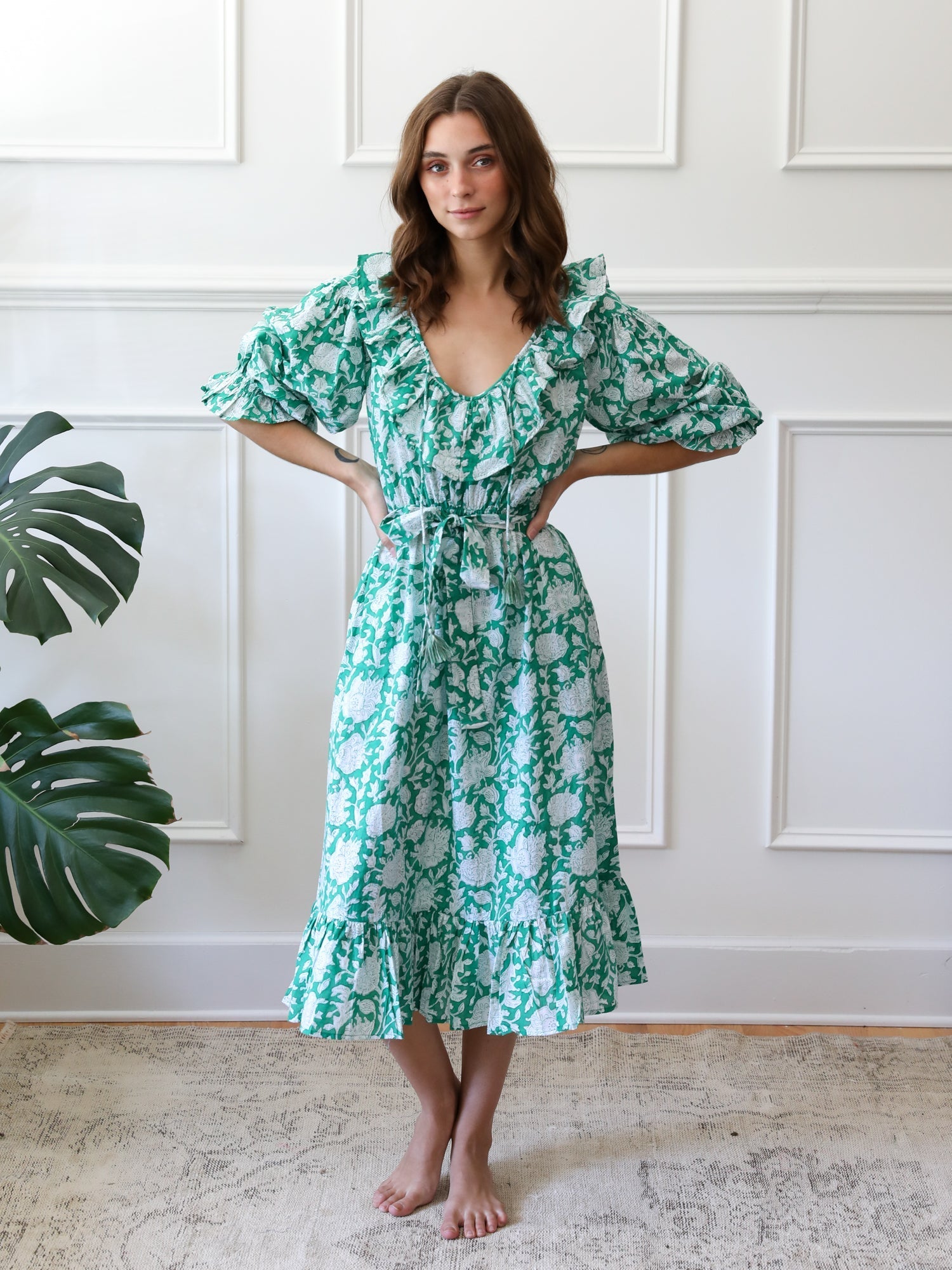 MILLE Clothing June Dress in Green Zinnia