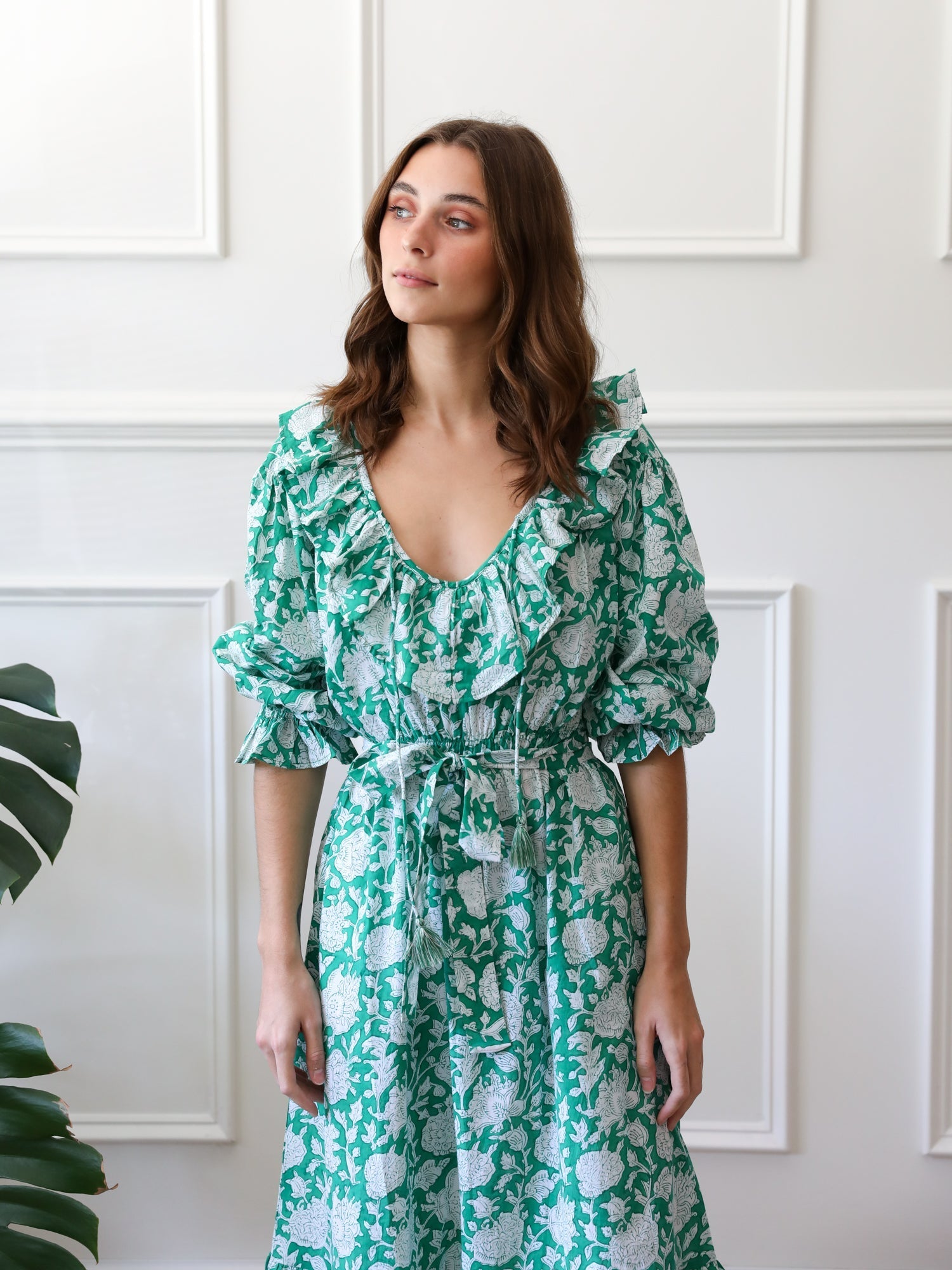 MILLE Clothing June Dress in Green Zinnia