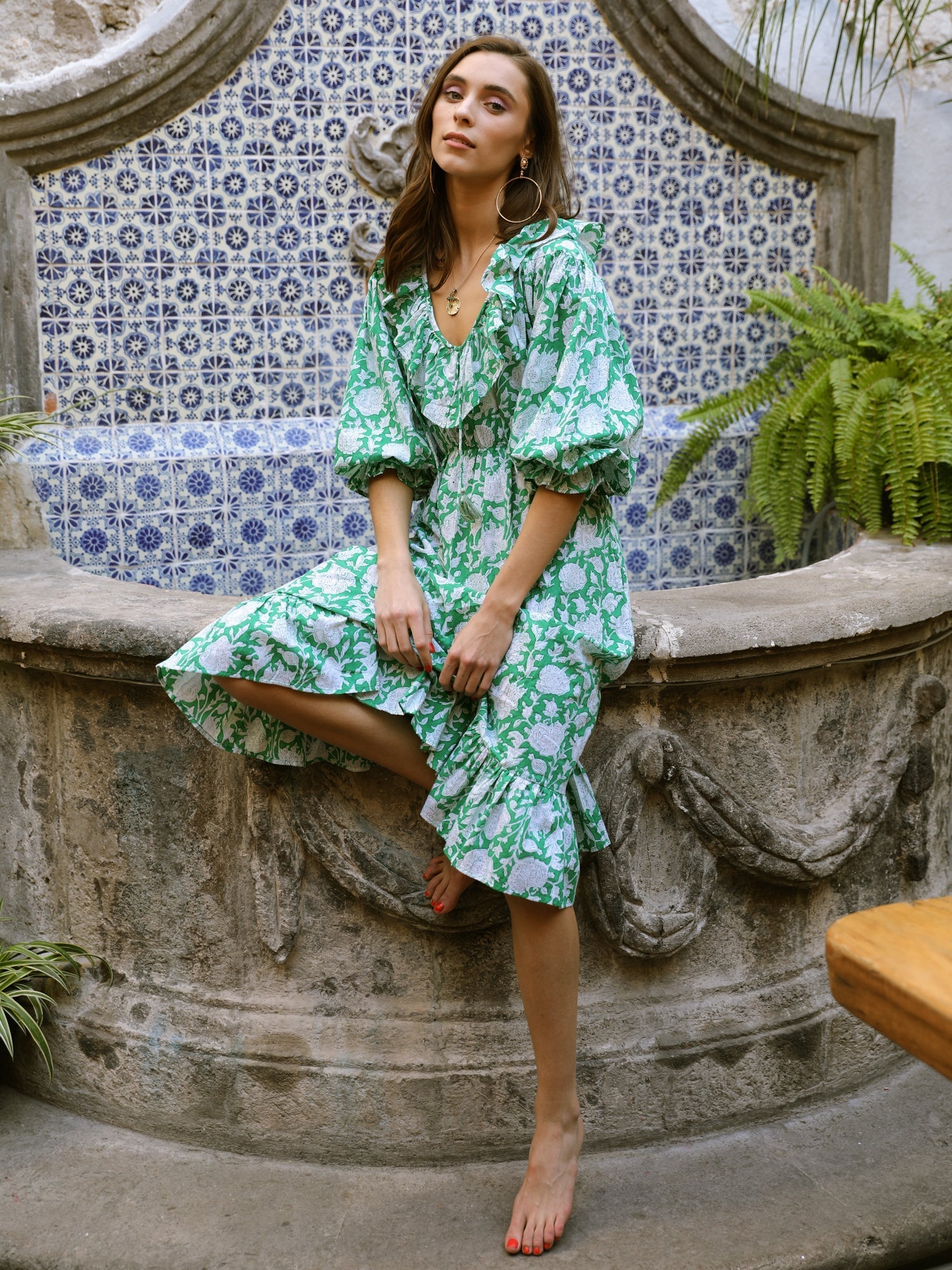 MILLE Clothing June Dress in Green Zinnia