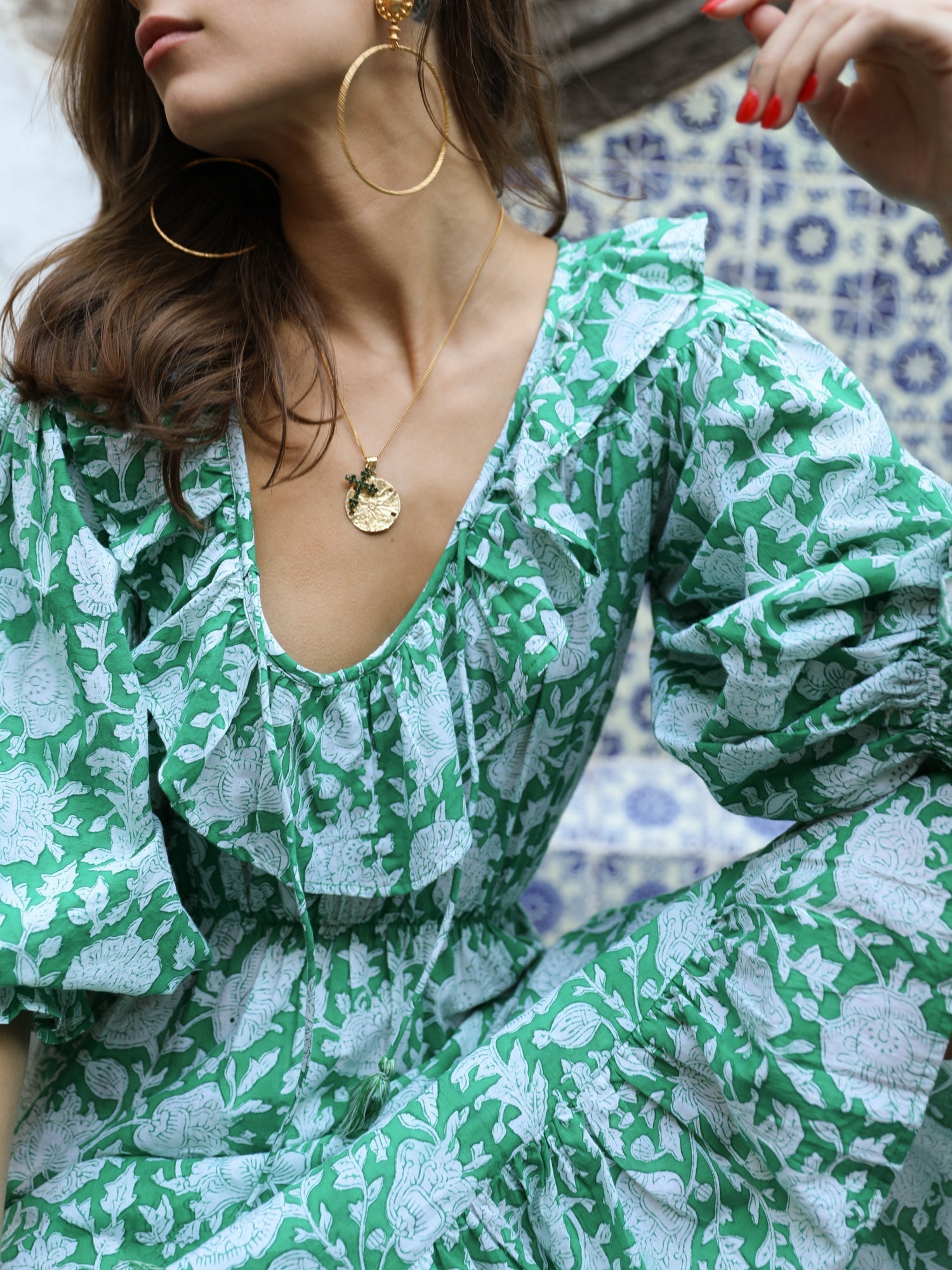 MILLE Clothing June Dress in Green Zinnia
