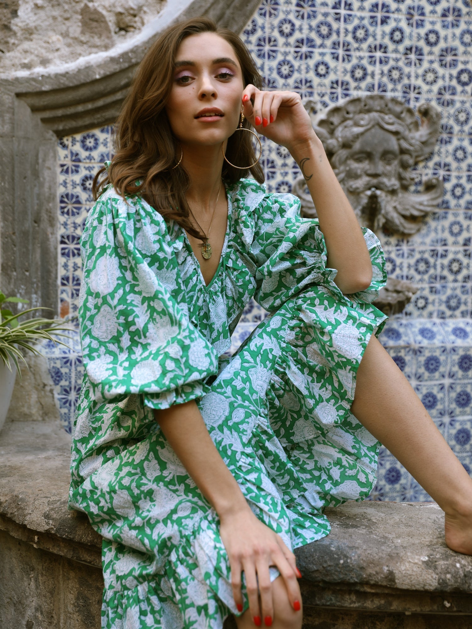 MILLE Clothing June Dress in Green Zinnia