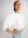 MILLE Lila Top in White – bold puffed sleeves cotton poplin, front view