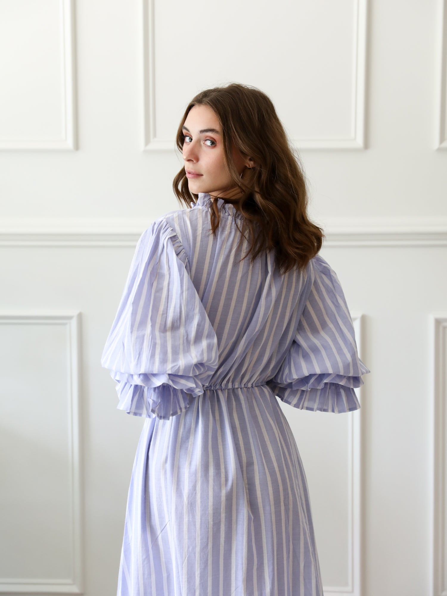 MILLE Clothing Linnea Dress in Periwinkle Stripe
