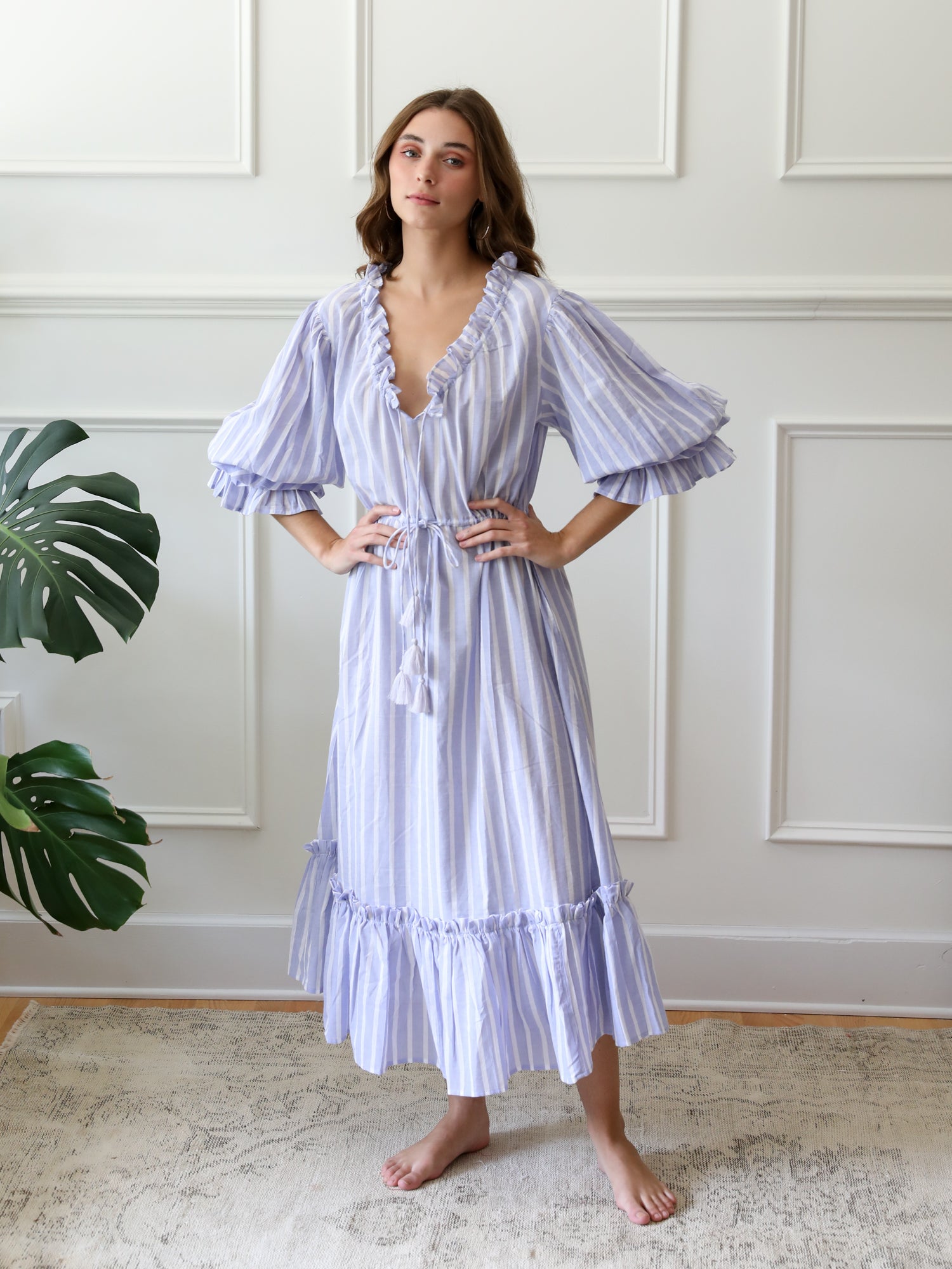 MILLE Clothing Linnea Dress in Periwinkle Stripe