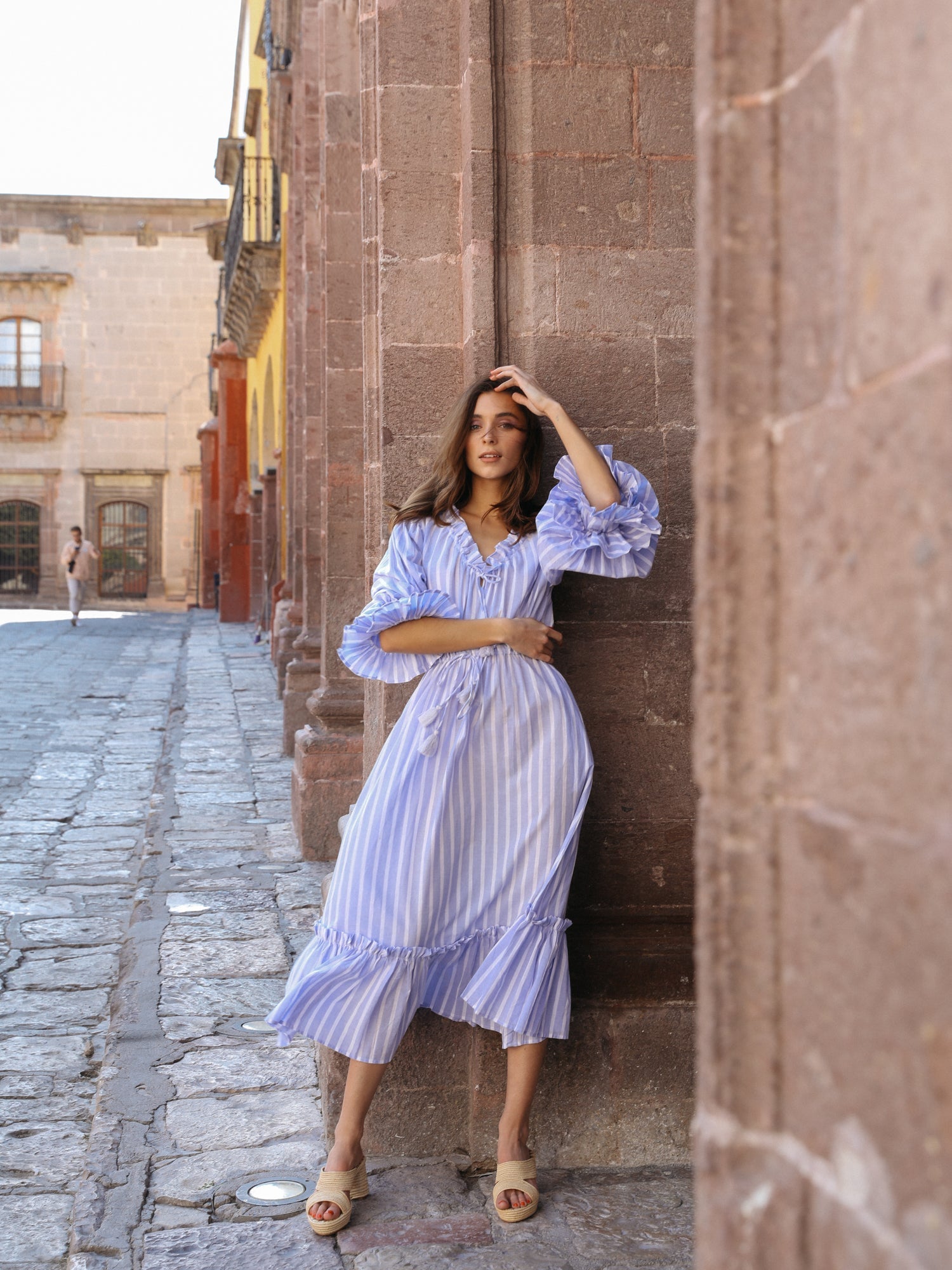 MILLE Clothing Linnea Dress in Periwinkle Stripe