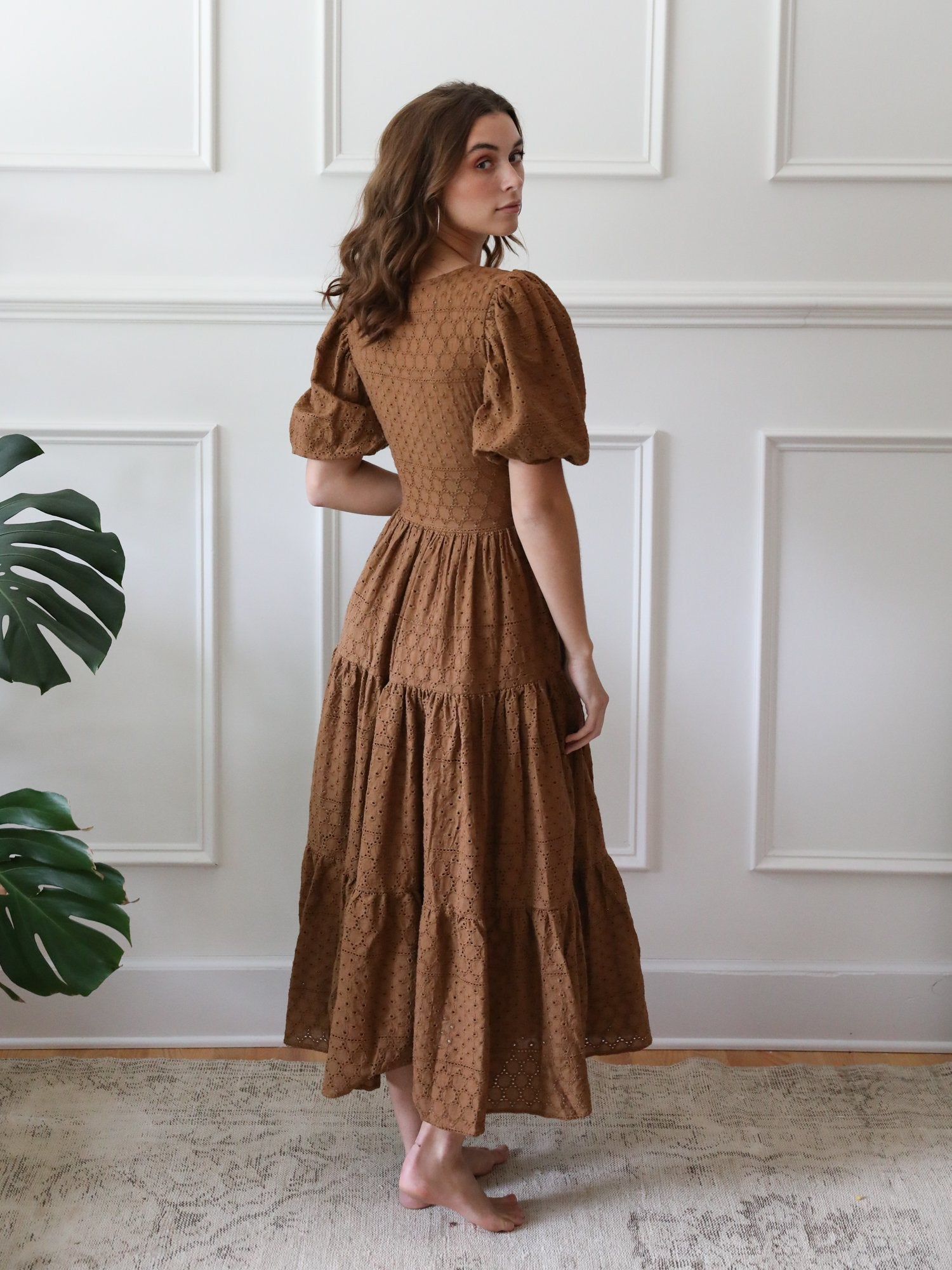 MILLE Clothing Maja Dress in Caramel Eyelet