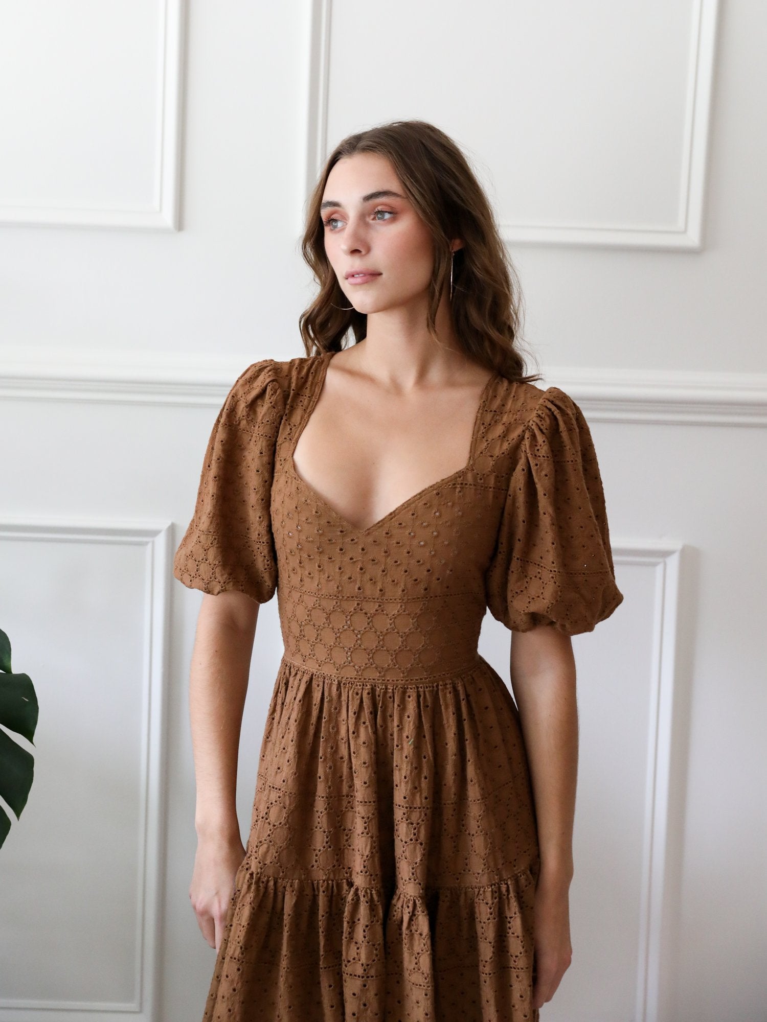 MILLE Clothing Maja Dress in Caramel Eyelet