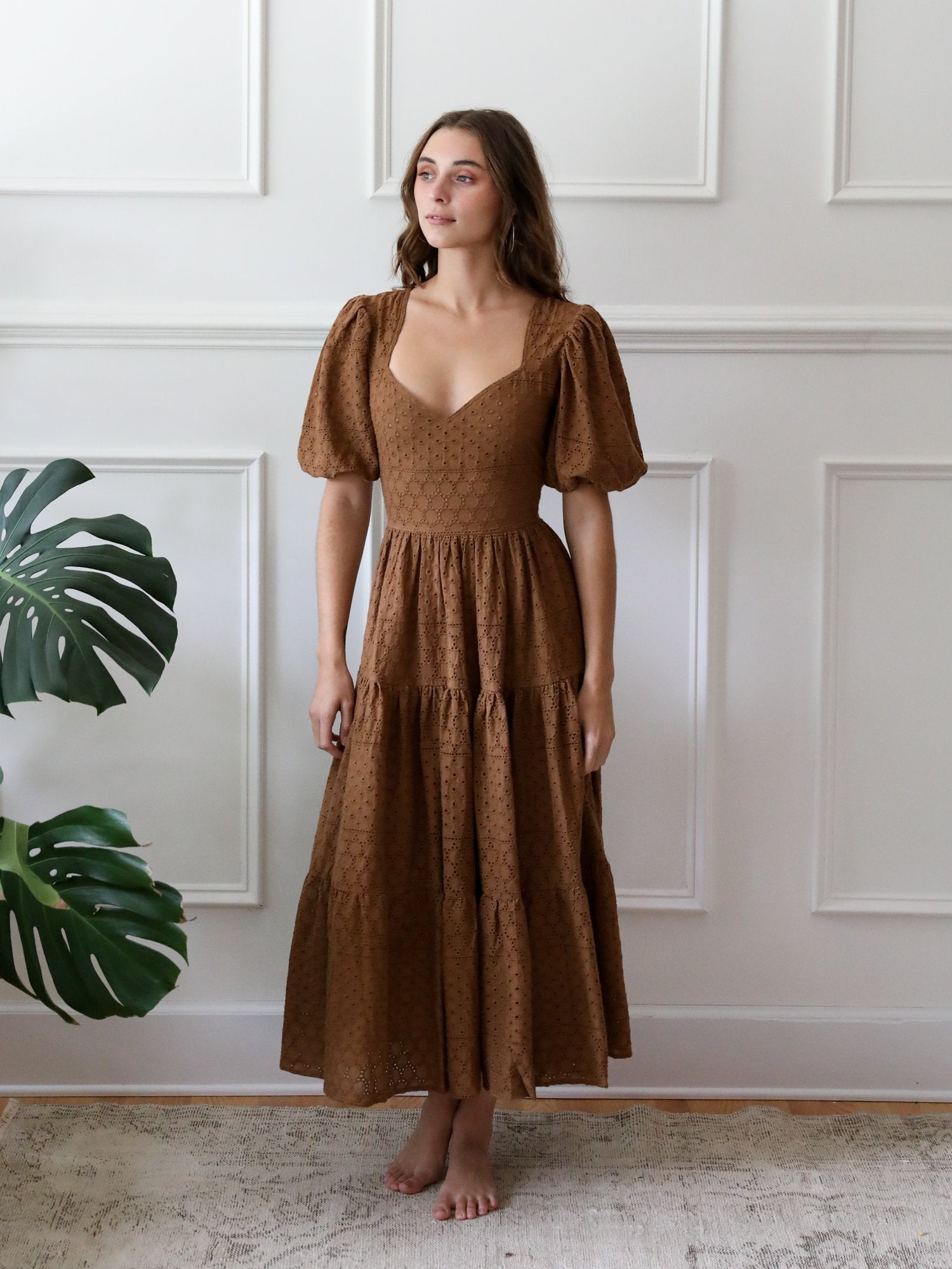 MILLE Clothing Maja Dress in Caramel Eyelet
