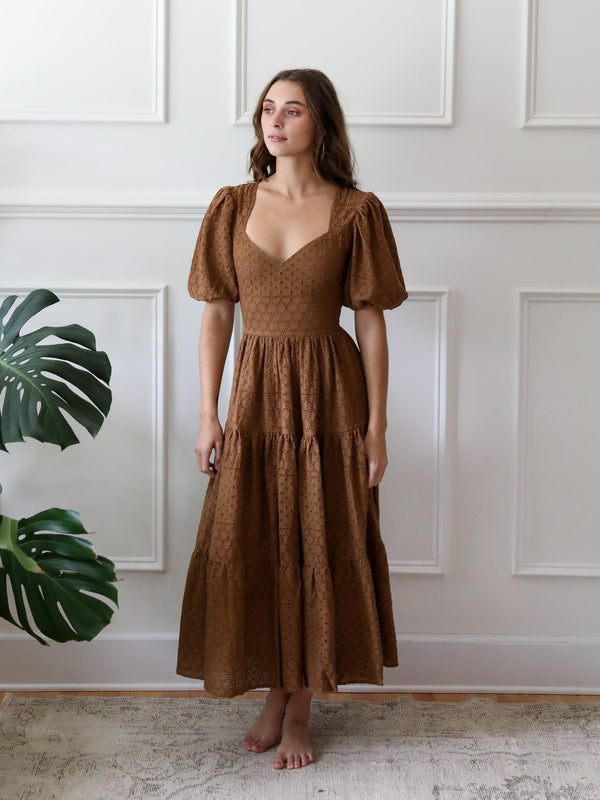 Maja Dress in Caramel Eyelet — view 2