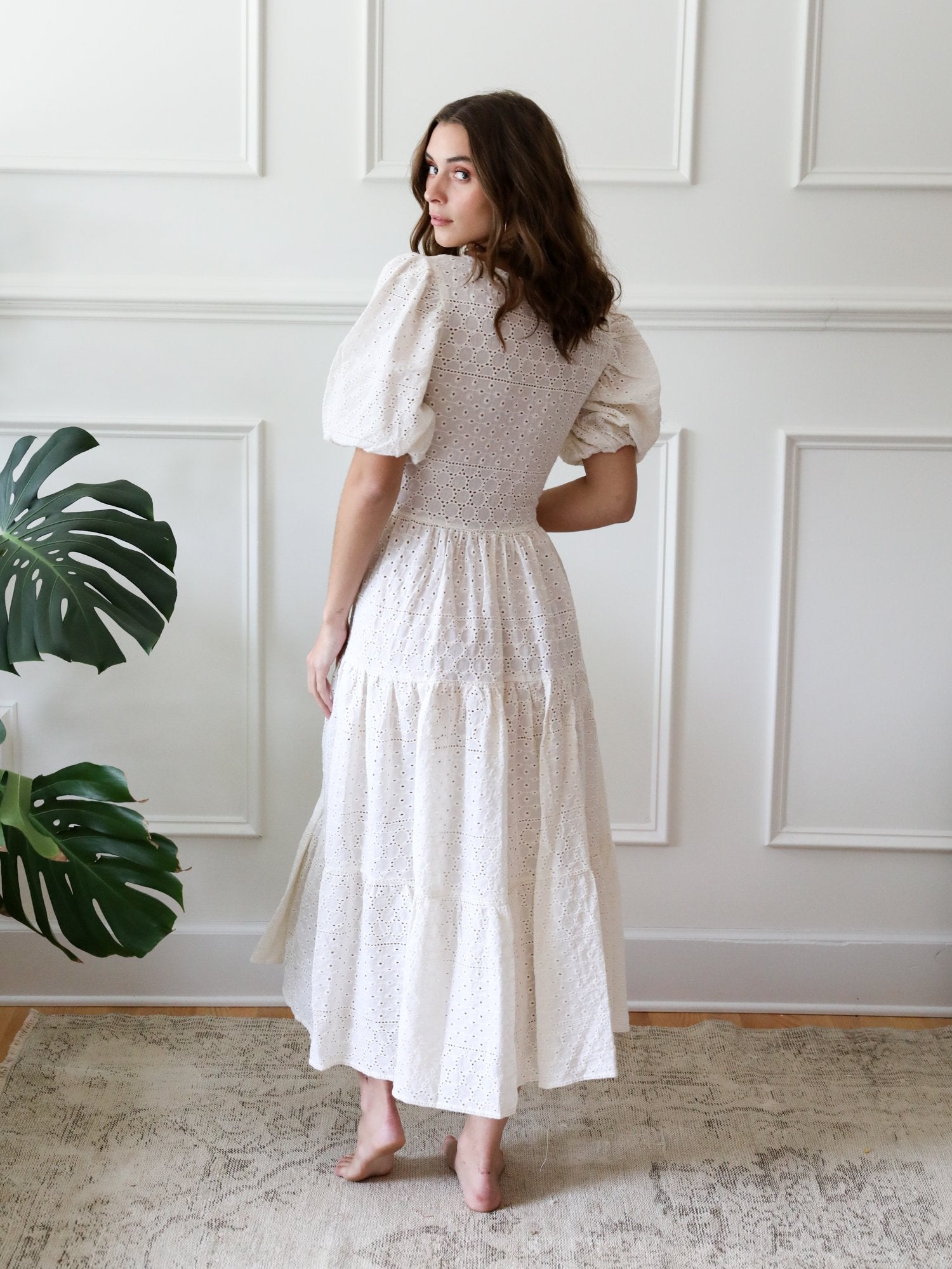 MILLE Clothing Maja Dress in Pearl Eyelet