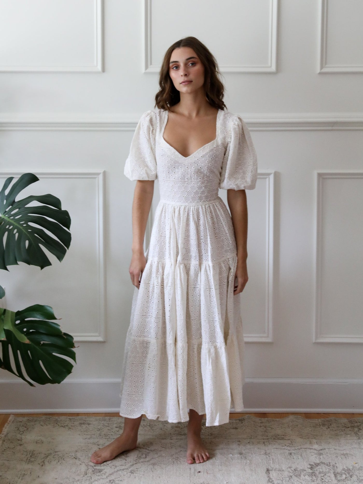 MILLE Clothing Maja Dress in Pearl Eyelet