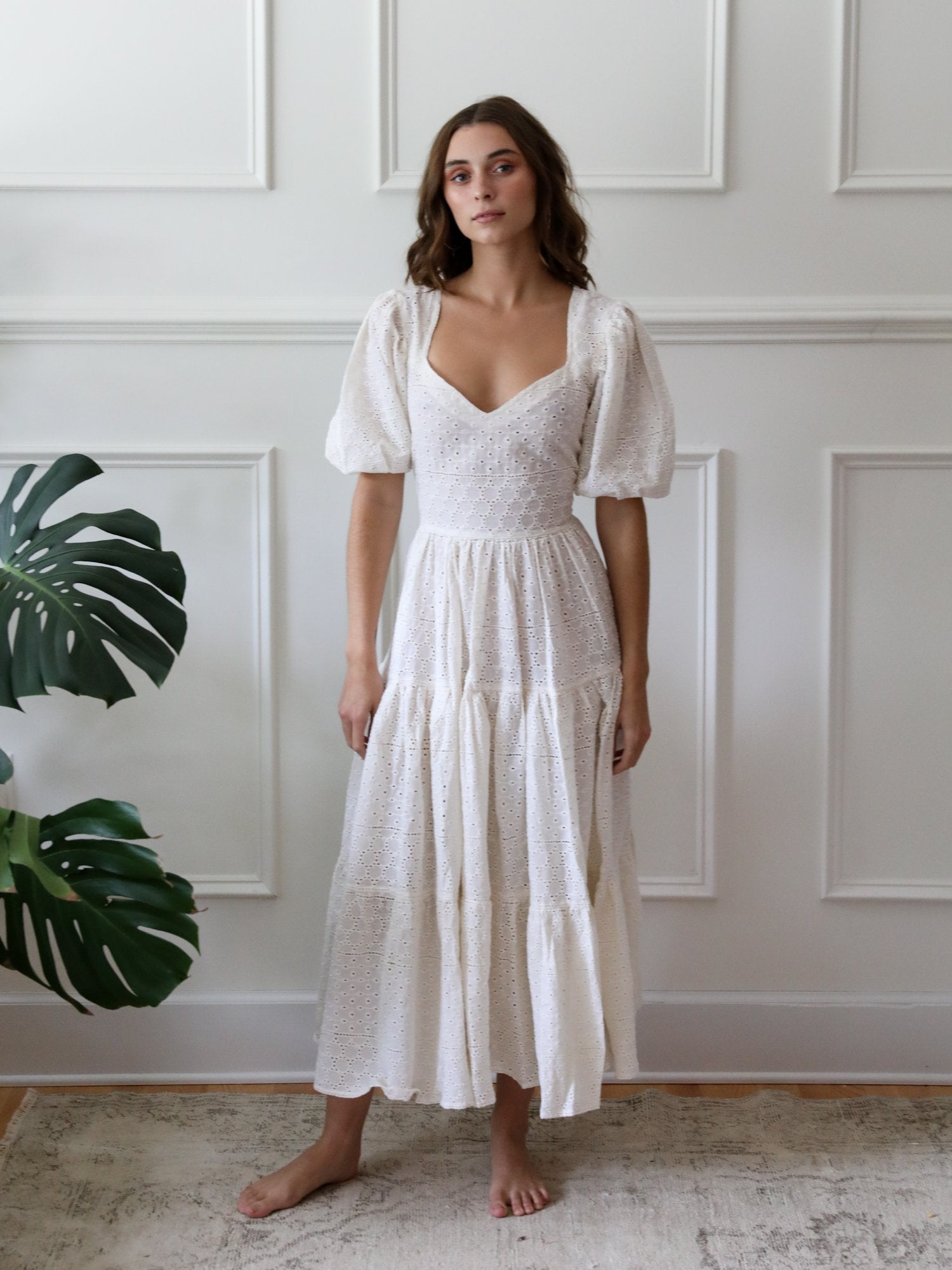 MILLE Clothing Maja Dress in Pearl Eyelet