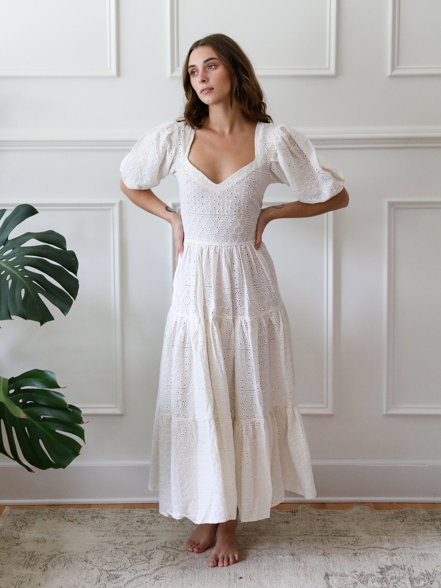 MILLE Clothing Maja Dress in Pearl Eyelet