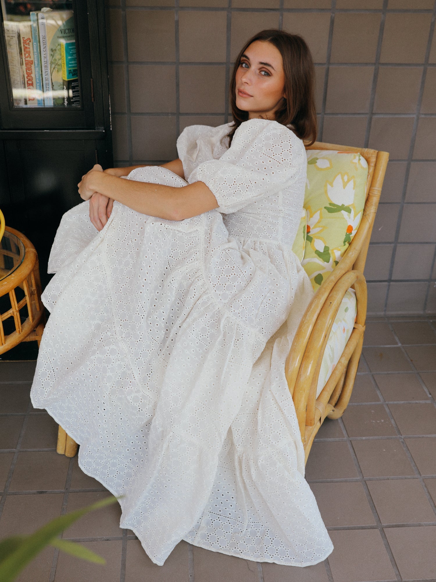 MILLE Clothing Maja Dress in Pearl Eyelet