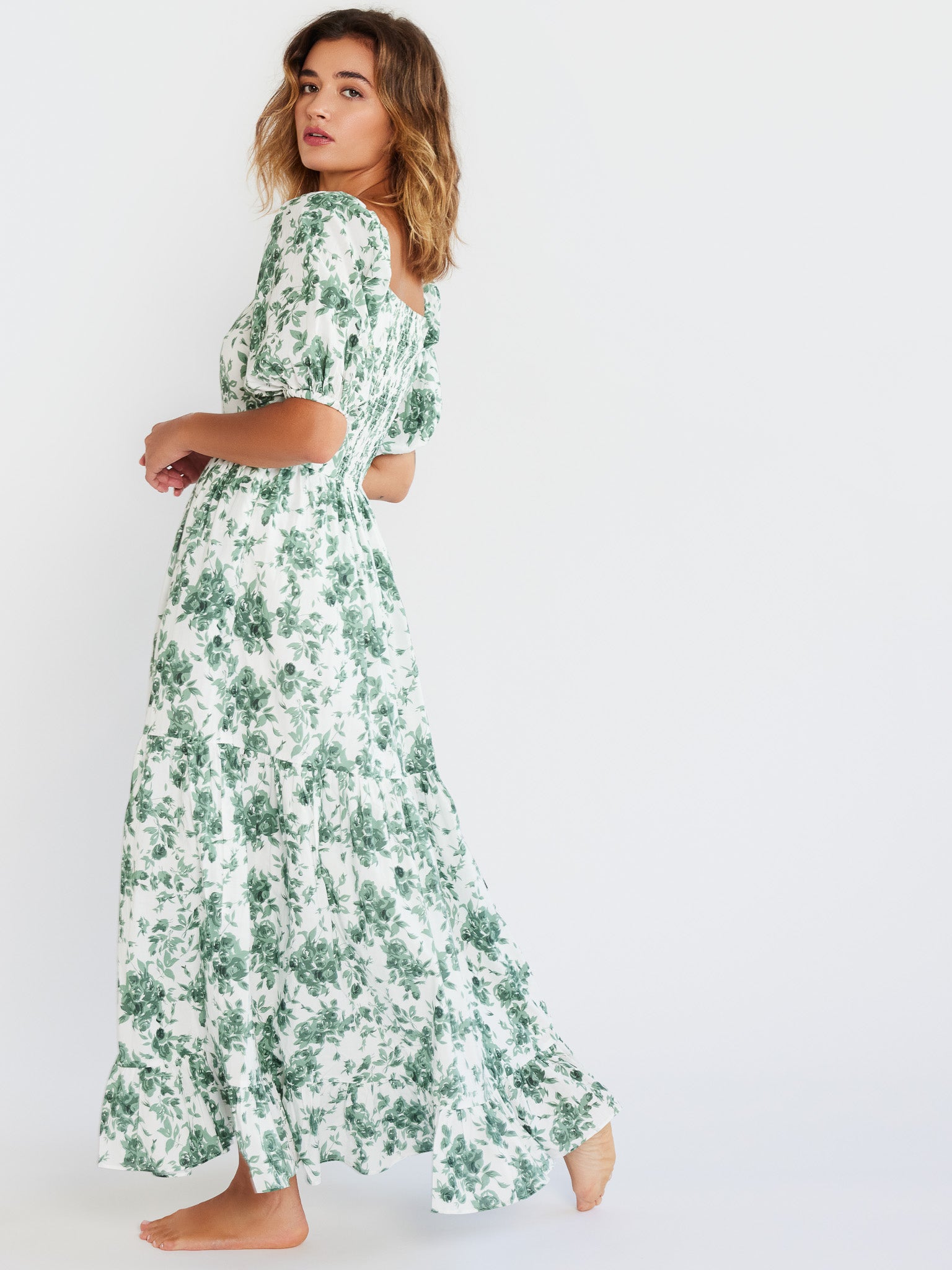 MILLE Clothing Manon Dress in Green Bouquet