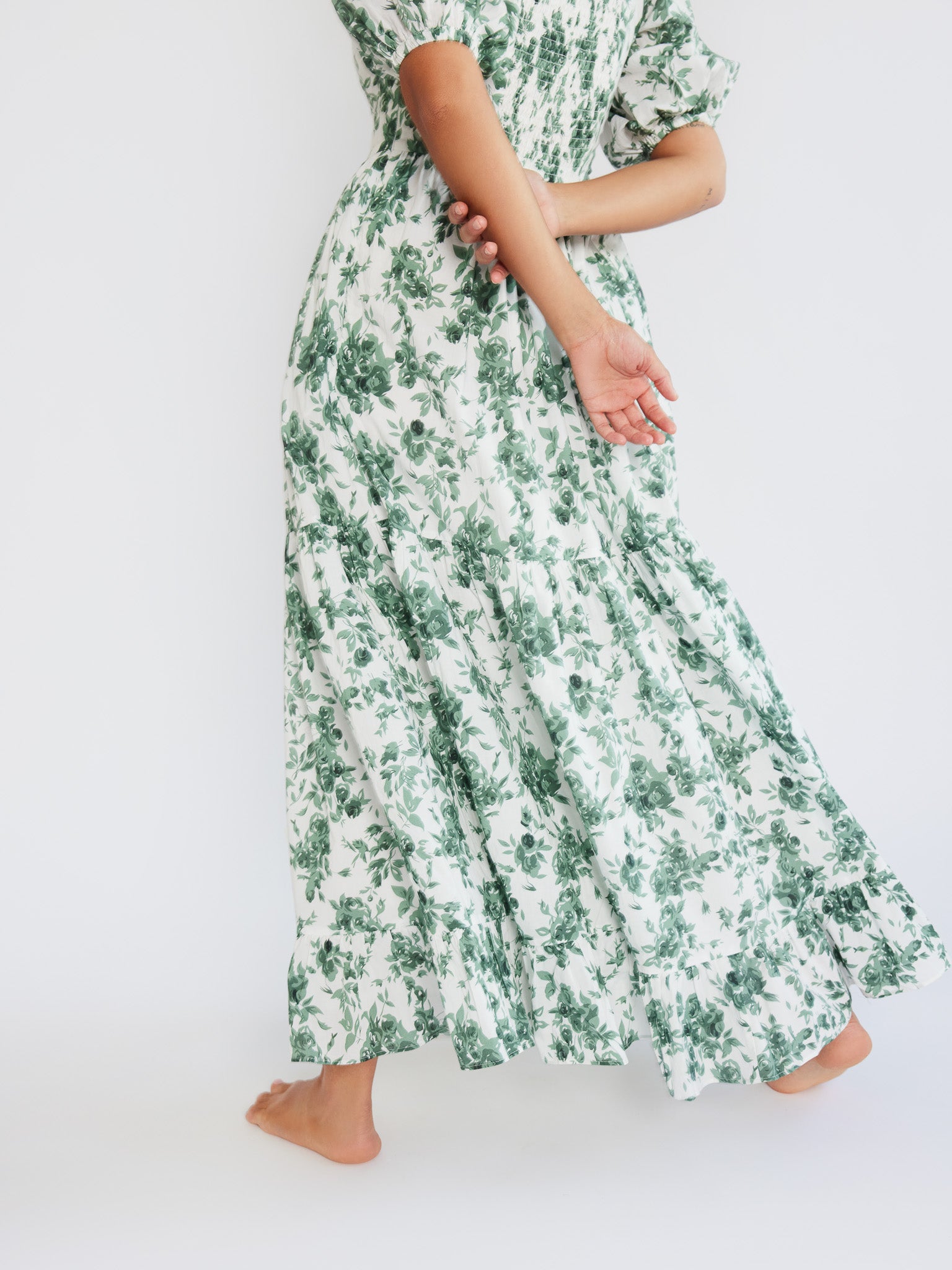 MILLE Clothing Manon Dress in Green Bouquet