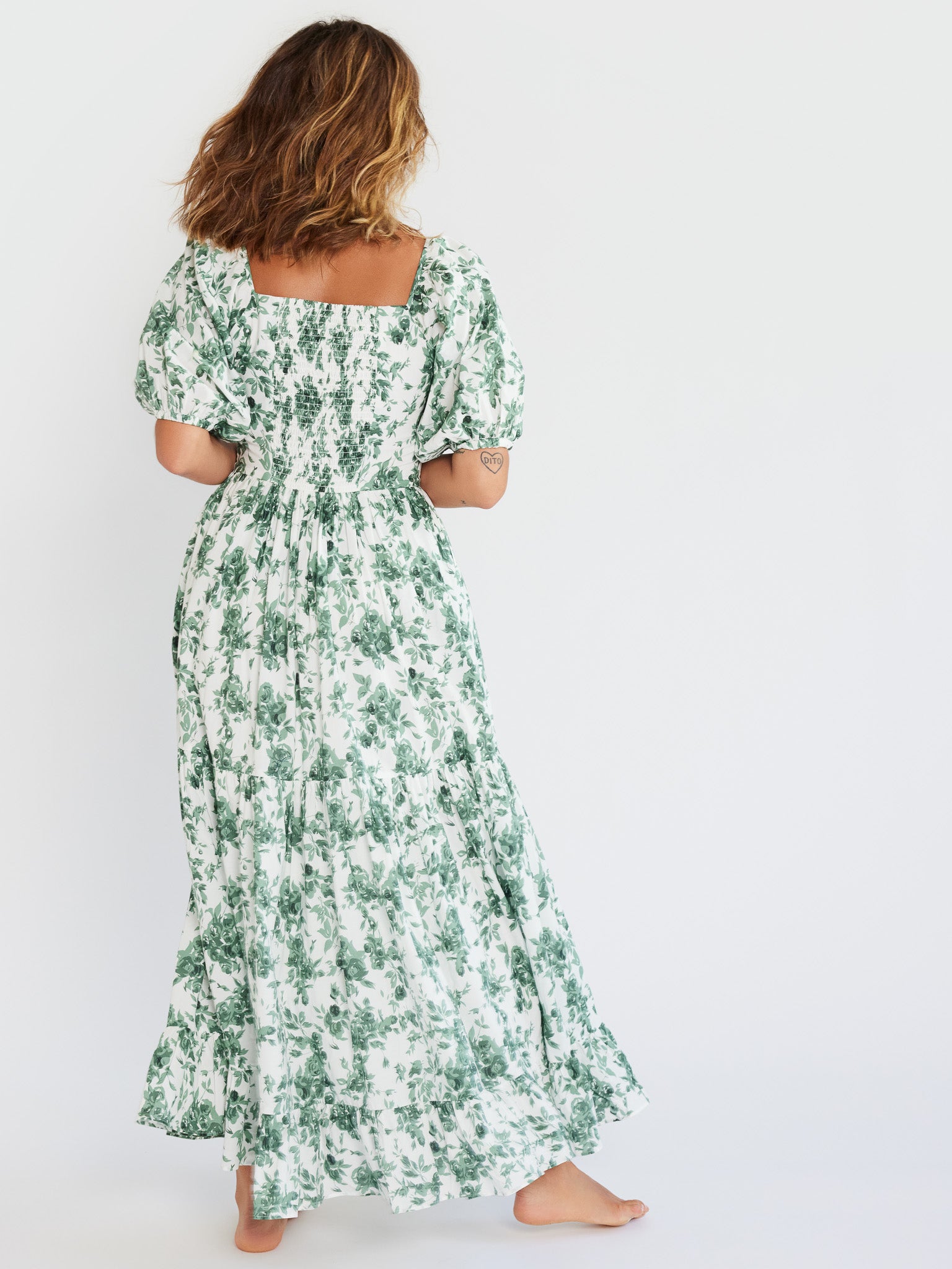 MILLE Clothing Manon Dress in Green Bouquet