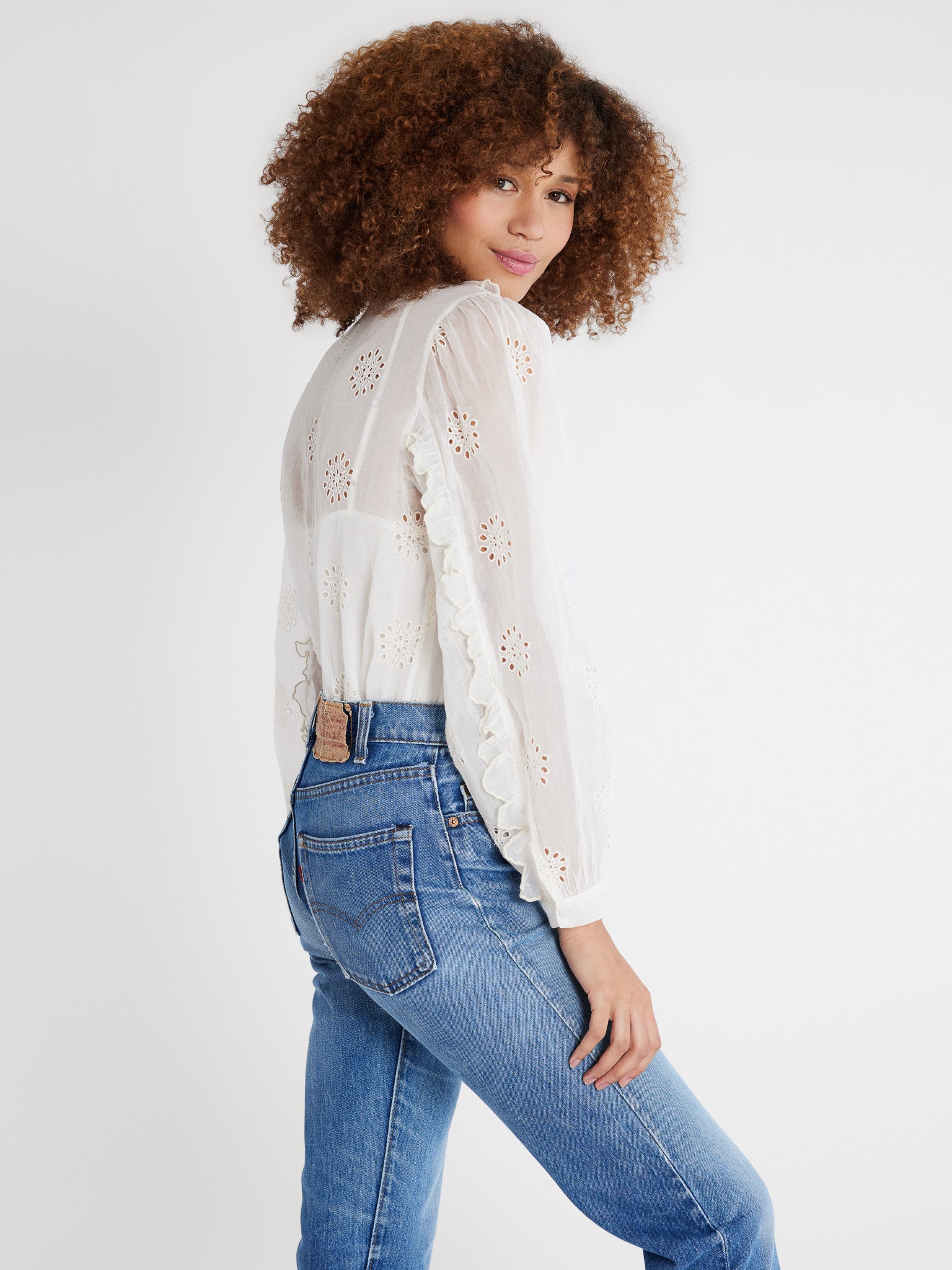 MILLE Clothing Noisette Top in Pearl Organza Eyelet