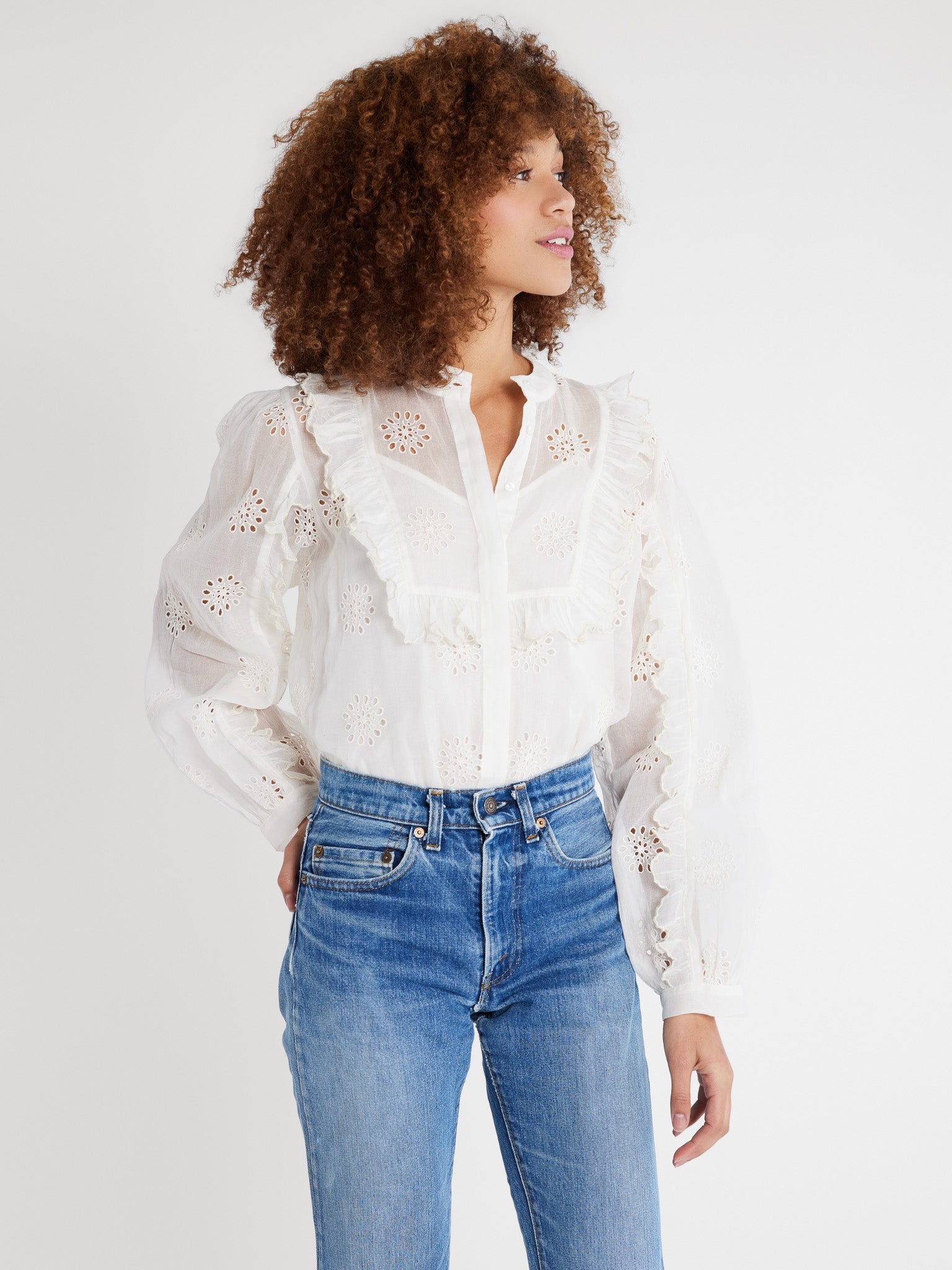 MILLE Clothing Noisette Top in Pearl Organza Eyelet