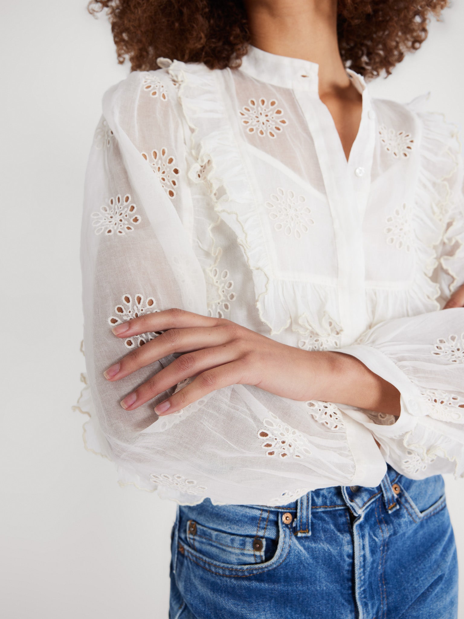 MILLE Clothing Noisette Top in Pearl Organza Eyelet