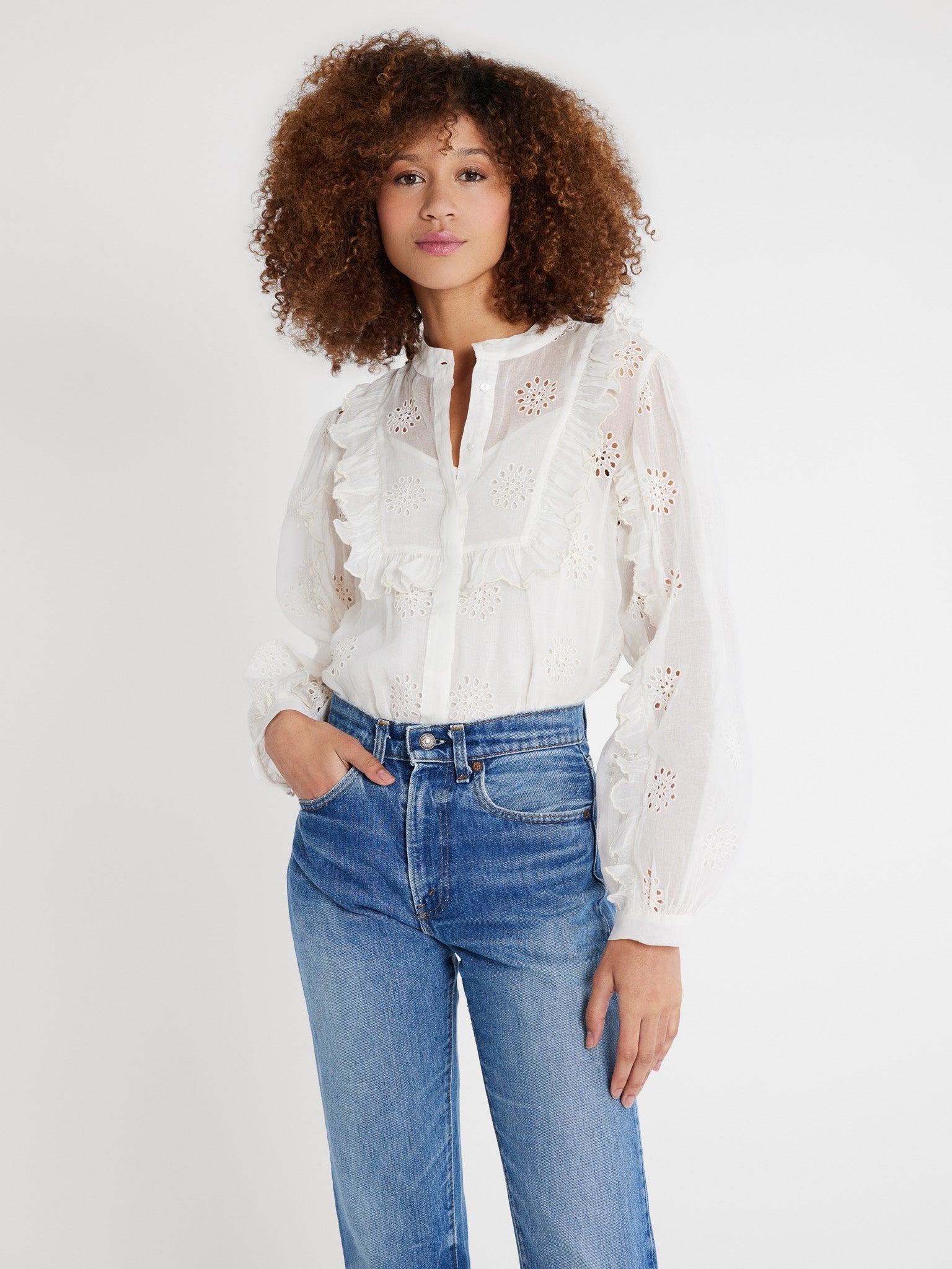 MILLE Clothing Noisette Top in Pearl Organza Eyelet