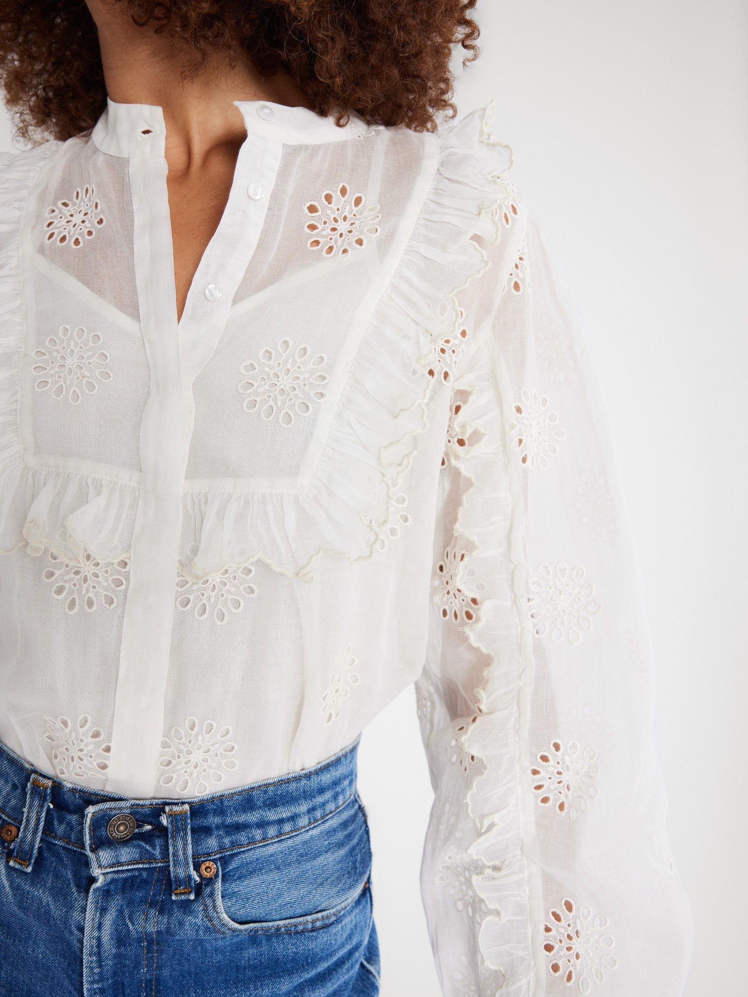 MILLE Clothing Noisette Top in Pearl Organza Eyelet