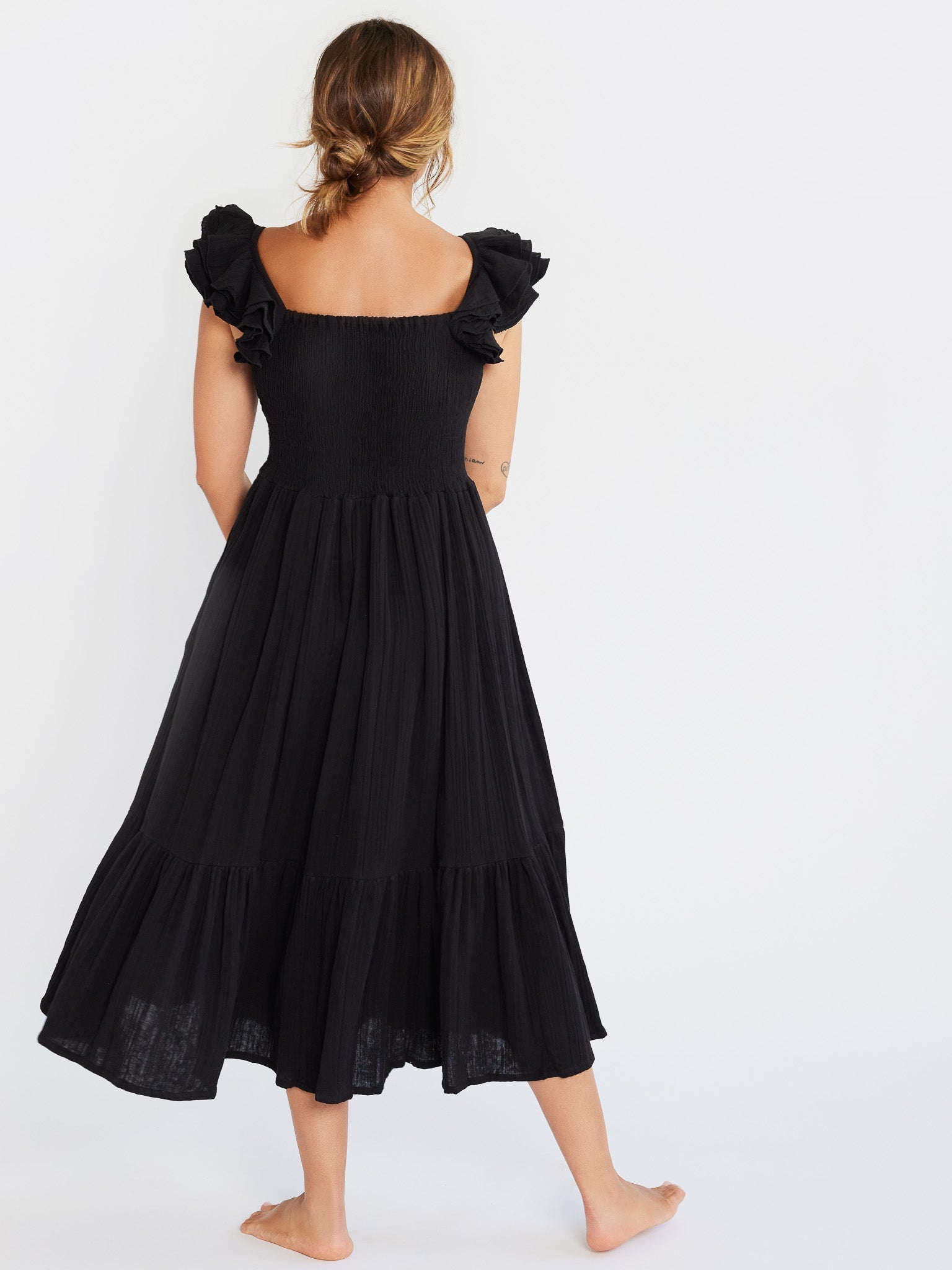 MILLE Clothing Olympia Dress in Black Double Gauze