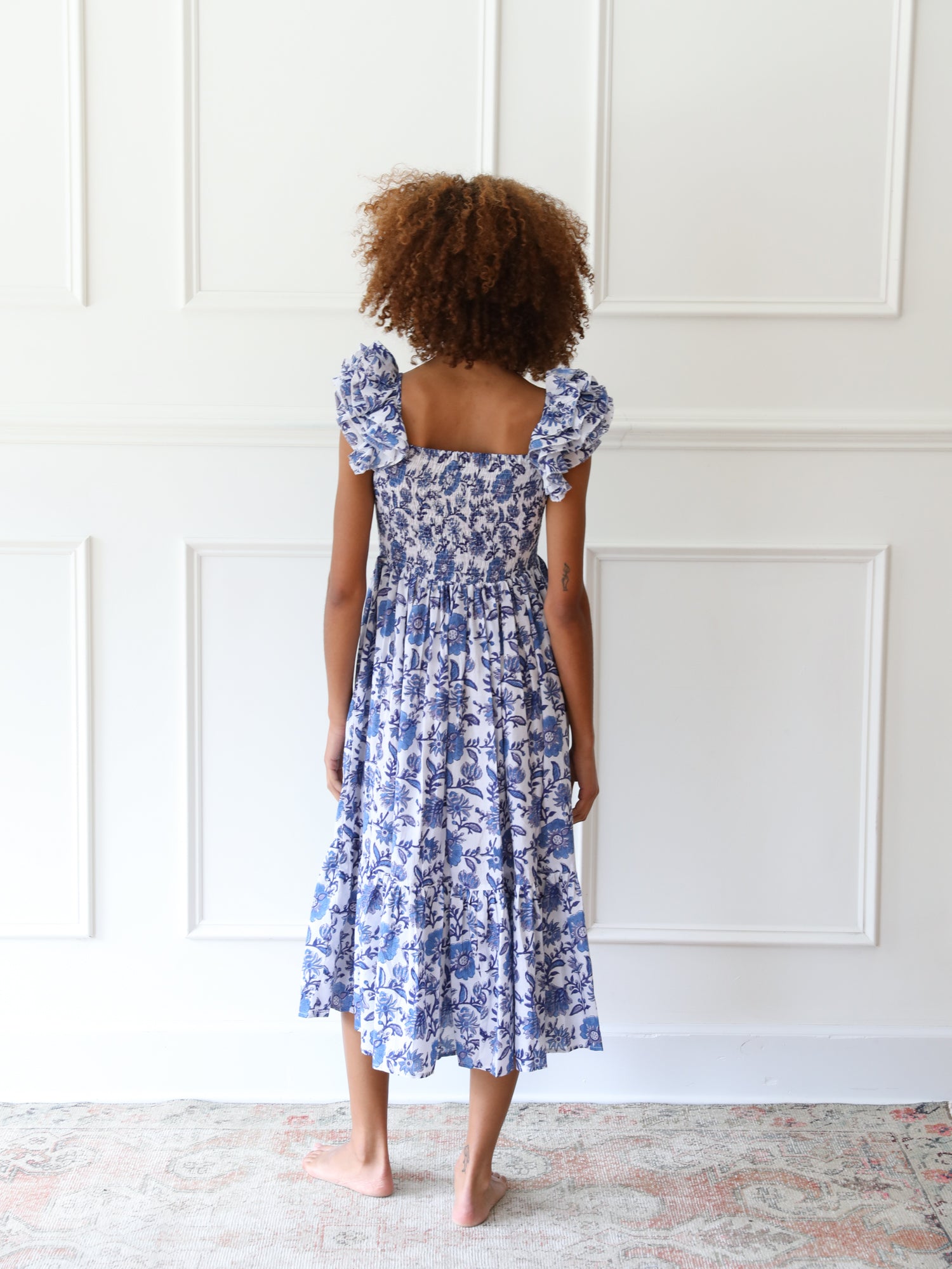MILLE Clothing Olympia Dress in Blue Floral